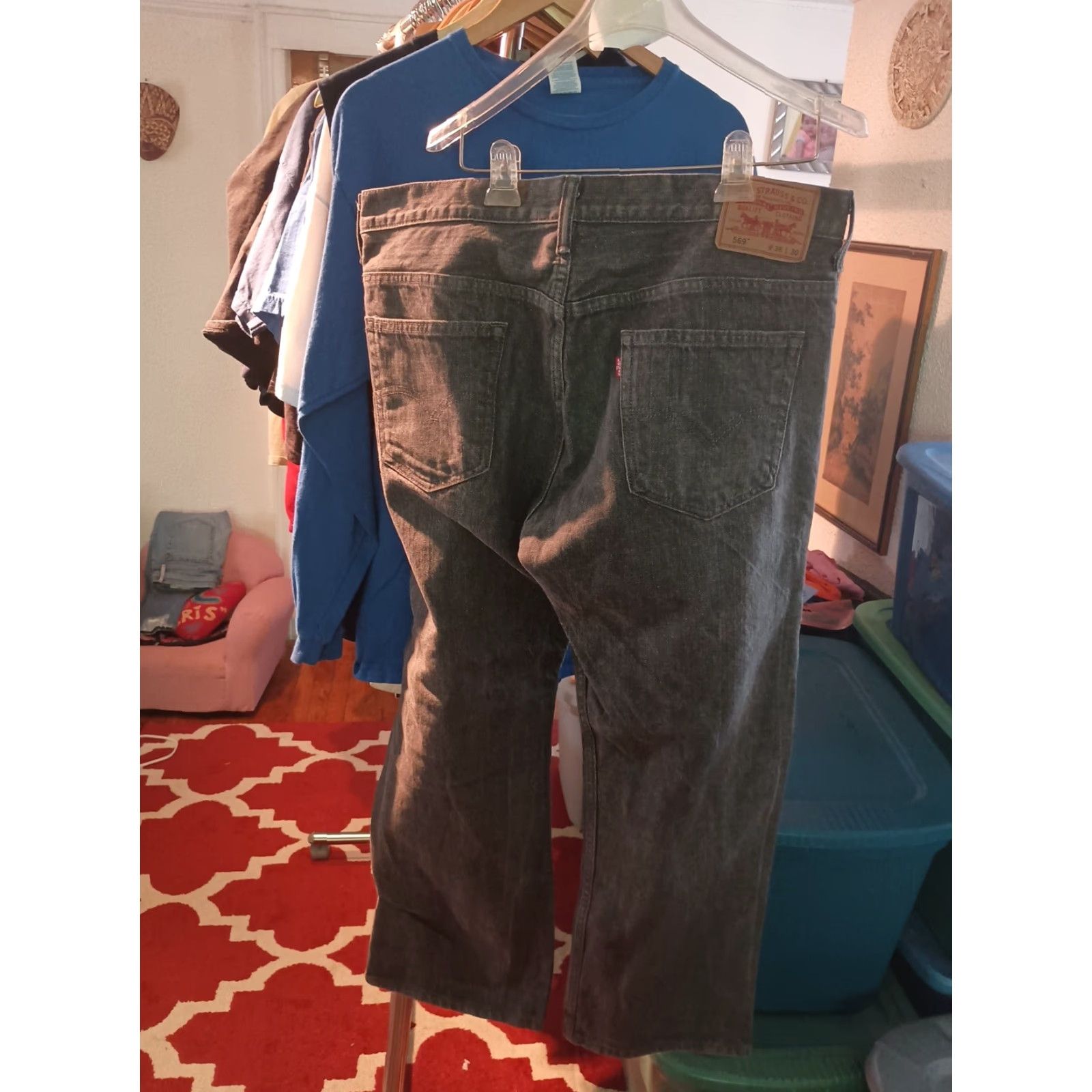 Levi's VINTAGE Levi Strauss Jeans Men's 569 Size 36/30 Gray Loose Fit Wide-Leg 569 Mens Jeans Gray 90s? Size US 36 / EU 52 - 2 Thumbnail