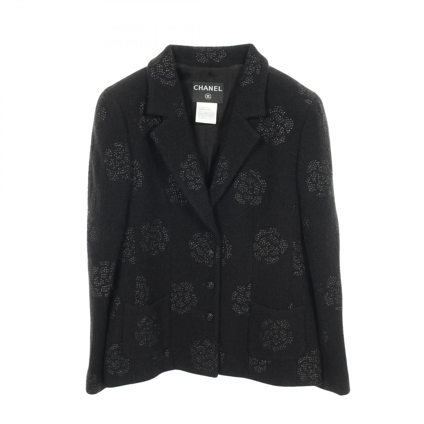 Chanel Chanel Chanel Camellia Wool Tailored Jacket Textile Outerwear DUTY FREE for USA Size ONE SIZE - 1 Thumbnail