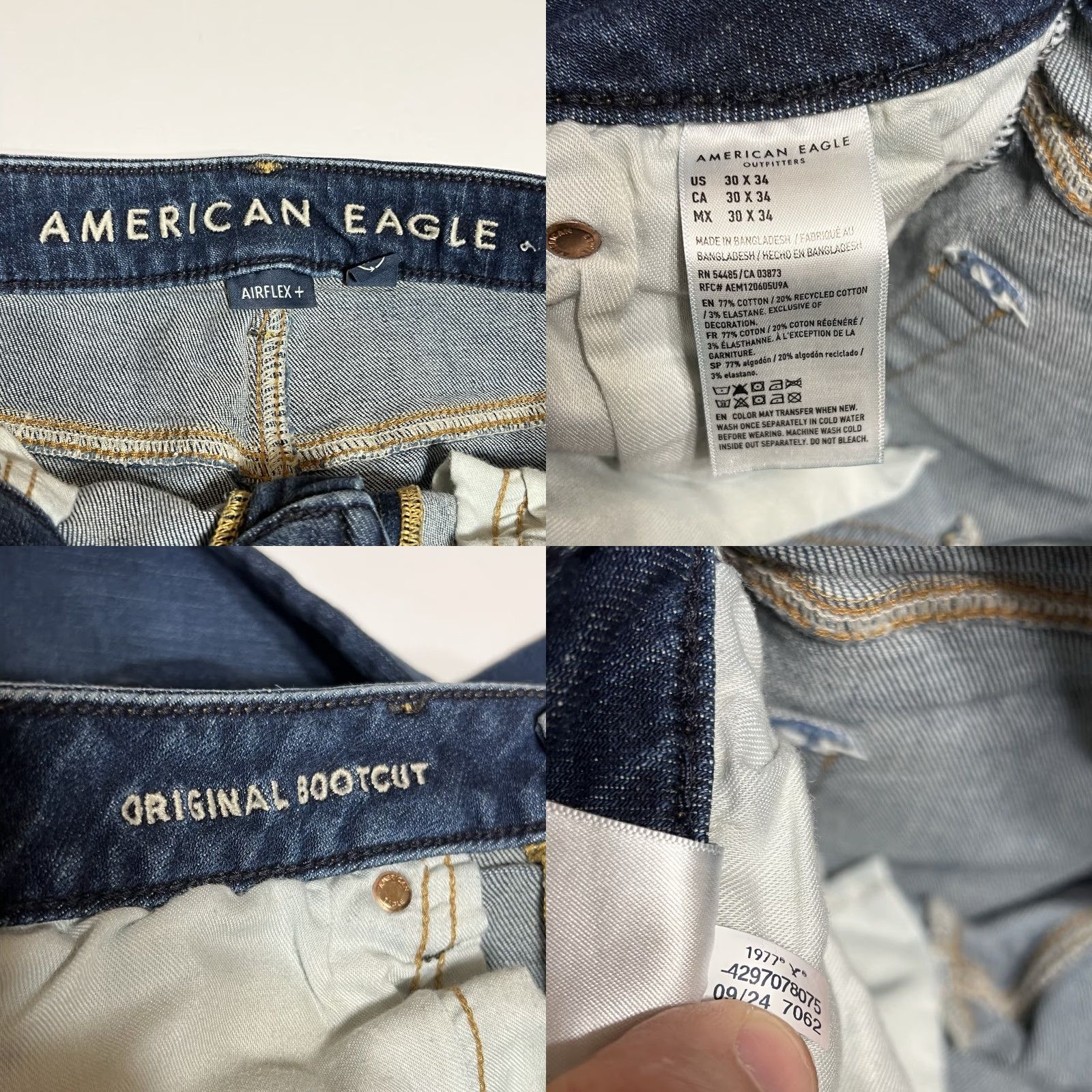 Vintage American Eagle Jeans Mens Airflex+ Bootcut Blue 30x34 30x32 Mid Rise Stretch Denim Inseam 32 Regular Size US 30 / EU 46 - 8 Thumbnail