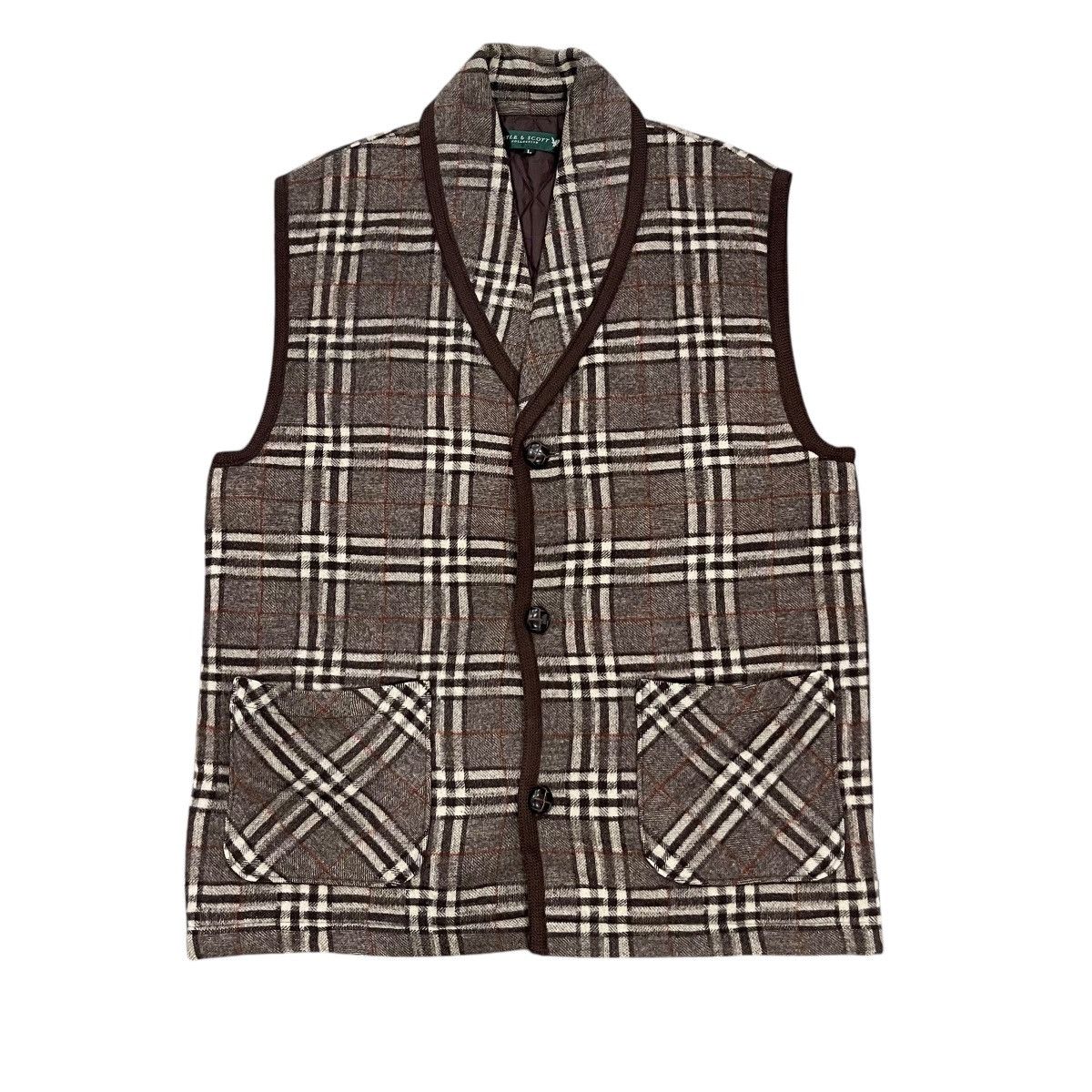 Lyle & Scott × Vintage Vintage Lyle & Scott Checked Wool Button Vest Size US L / EU 52-54 / 3 - 1 Thumbnail