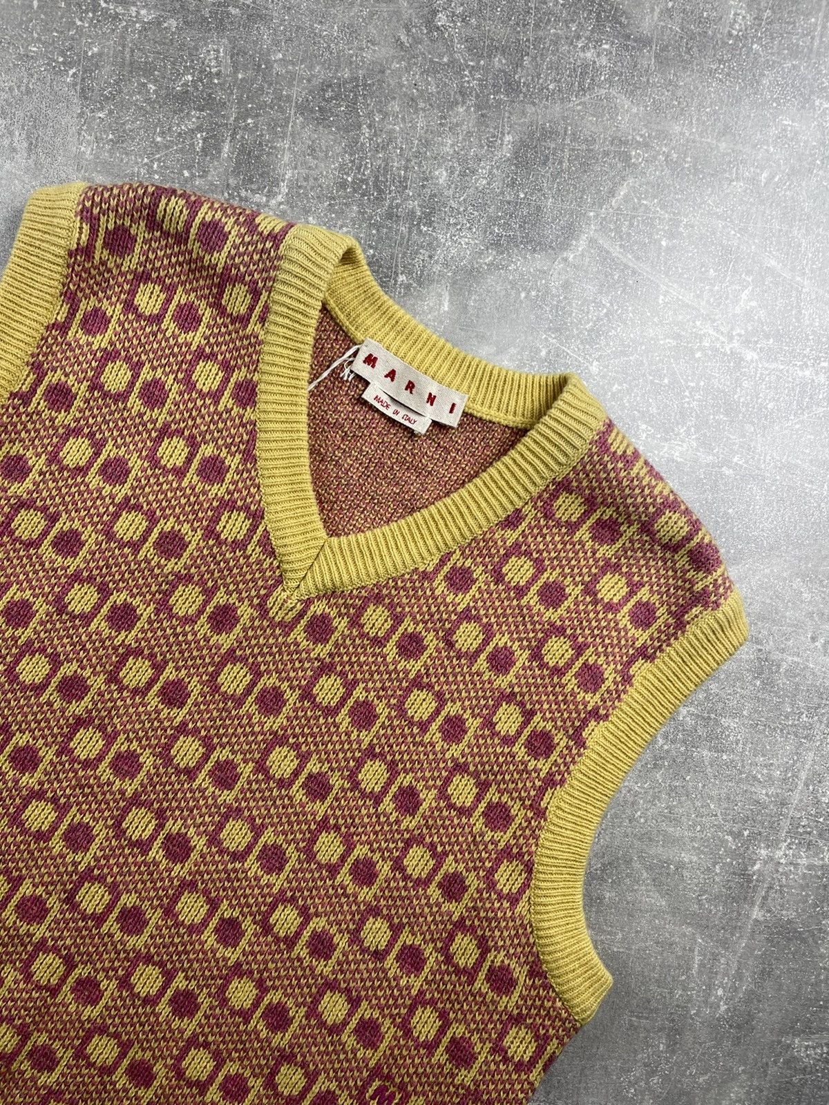 Marni Marni Studio Sleeveless Knit Vest Yellow Purple Pattern Size US L / EU 52-54 / 3 - 4 Thumbnail