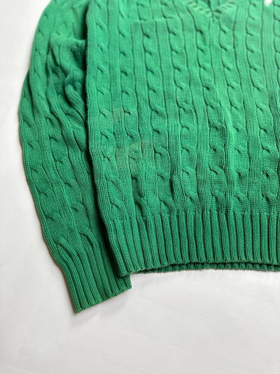 Polo Ralph Lauren Vintage Green Polo Ralph Lauren Cable Knite V neck Sweater Size M / US 6-8 / IT 42-44 - 2 Thumbnail