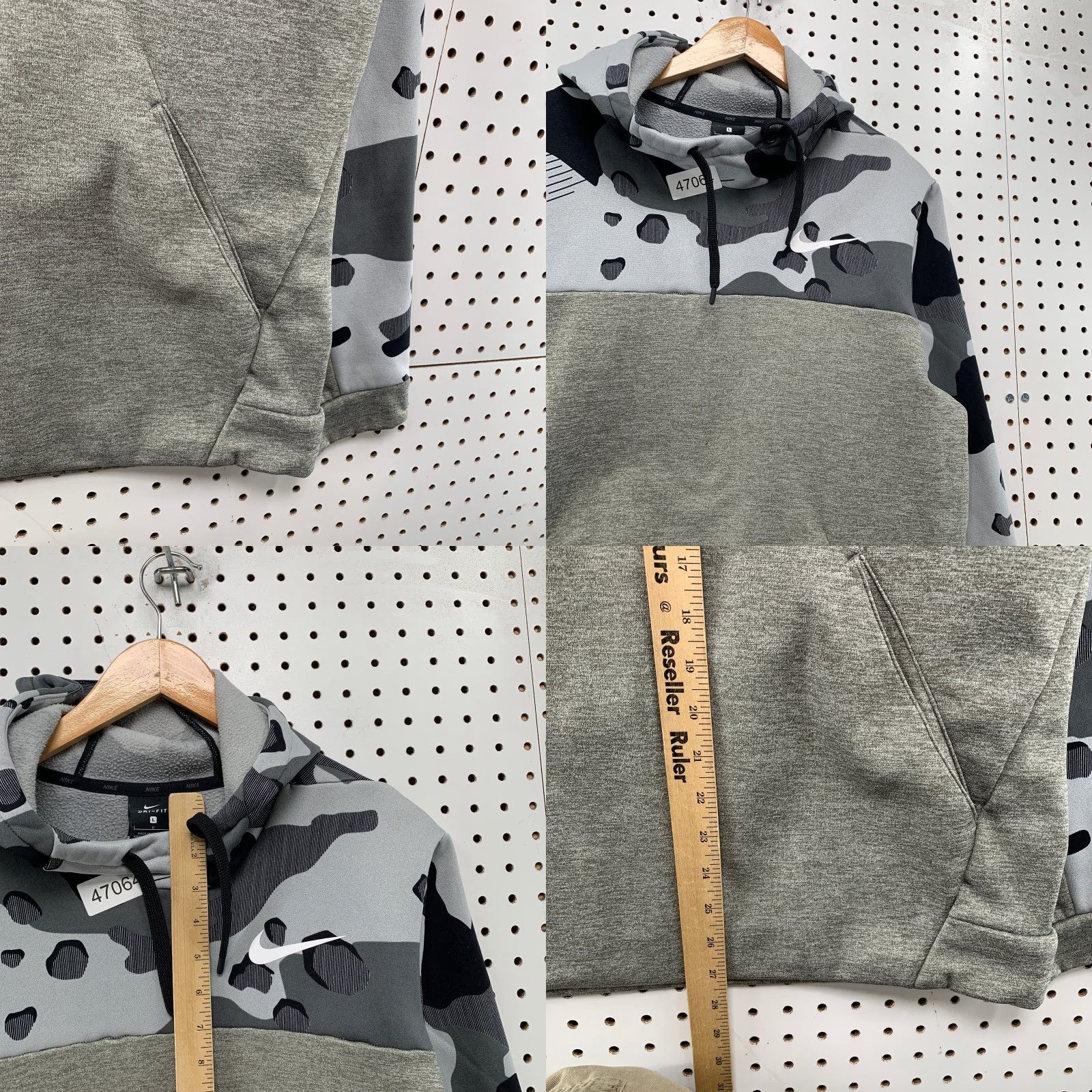 Nike Nike Camo Hoodie Sweatshirt Mens Large Gray Dri-Fit Camo Fleece Pullover Size US L / EU 52-54 / 3 - 8 Thumbnail