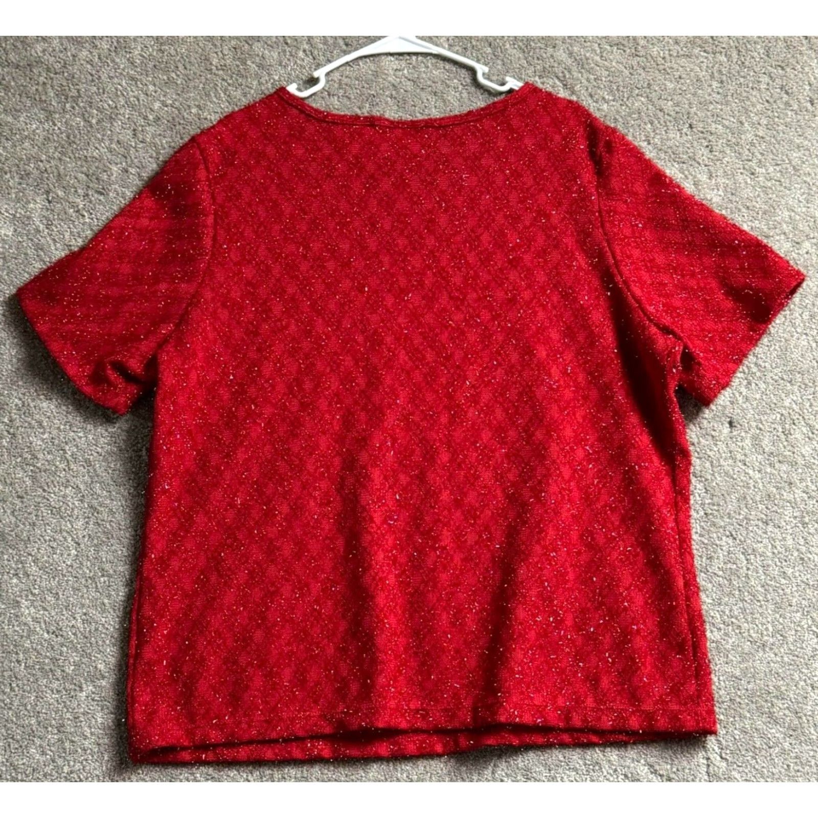Lee VINTAGE Kathie Lee Blouse Womens Plus 22W/24W Sparkly 90s Christmas Holiday Glam Shirt Womens Plus 22W Red Ballad 90s Christmas Party/Cocktail Womens Size 3XL / US 20-22 - 2 Thumbnail