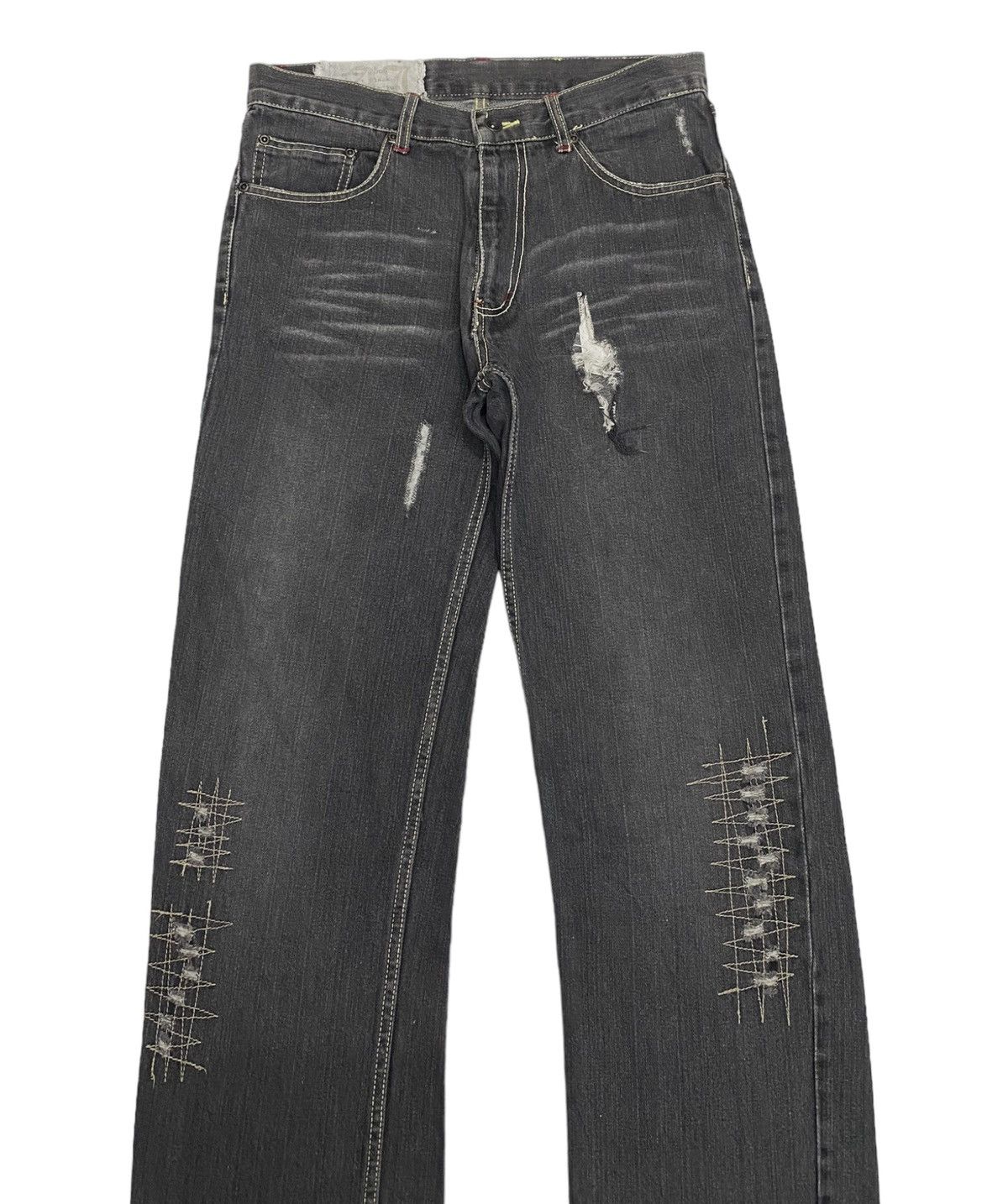 14th Addiction × KMRii RARE DISTRESSED ANTFUI JEANS RIPPED DENIM JEANS Size US 31 - 3 Thumbnail