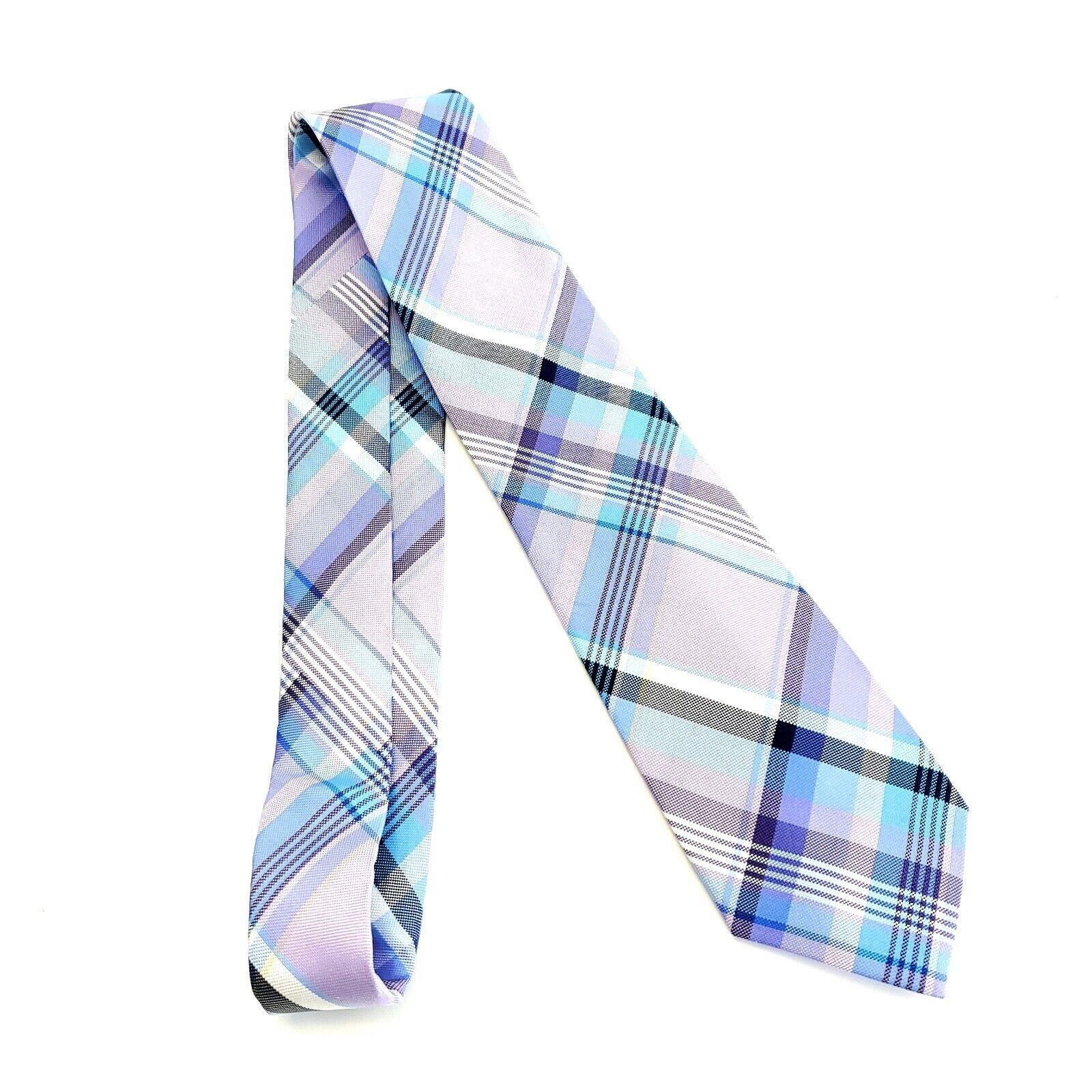 Tommy Hilfiger Tommy Hilfiger Purple Blue Plaid Woven Silk Tie Size ONE SIZE - 6 Thumbnail