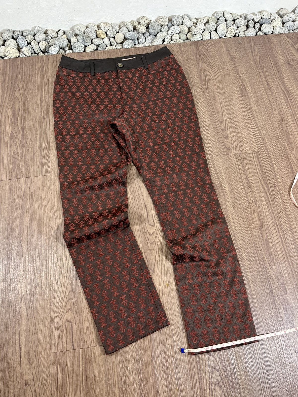 Japanese Brand Fleur de Colza – Red Jacquard Pattern Slim Pants Size US 29 - 14 Thumbnail