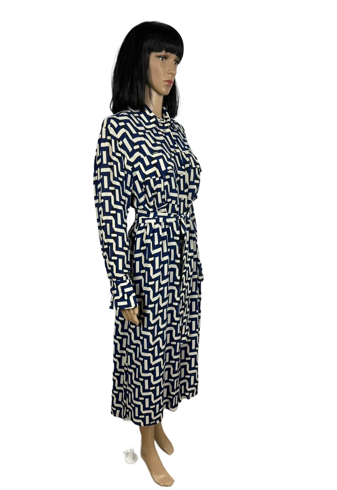 Massimo Dutti Massimo Dutti Geometric Pattern Dress Viscose Belted EU40 Size M / US 6-8 / IT 42-44 - 3 Thumbnail