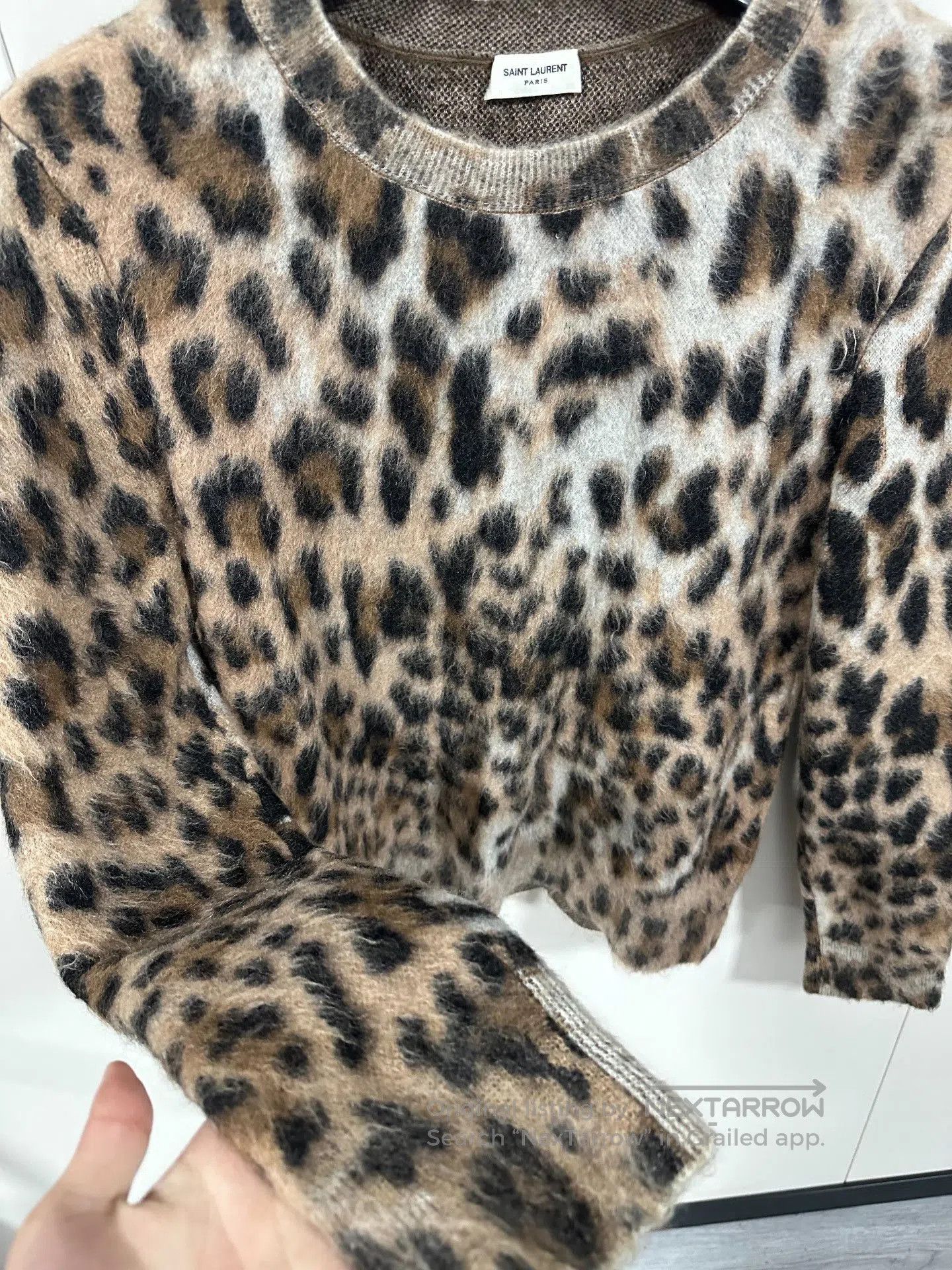 Saint Laurent Paris Saint Laurent Leopard Mohair Sweater. Size L / US 10 / IT 46 - 4 Thumbnail