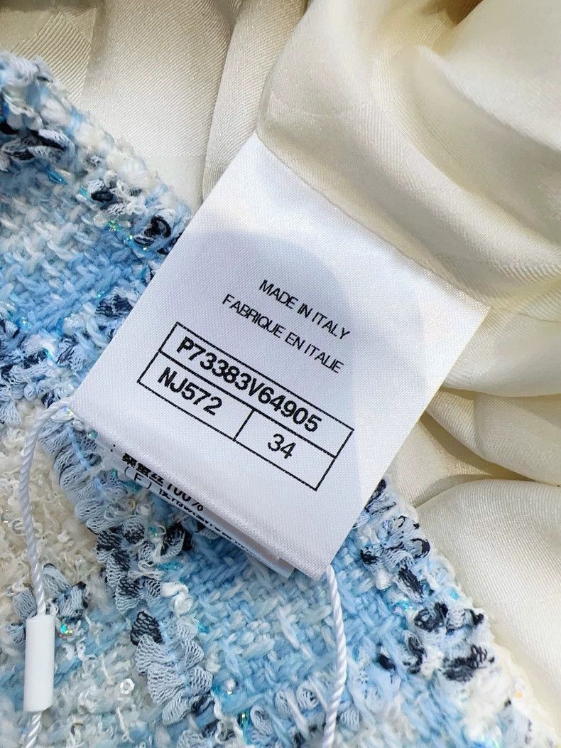 Chanel Chanel Blue White Tweed Sequin Jacket Size M / US 6-8 / IT 42-44 - 6 Thumbnail
