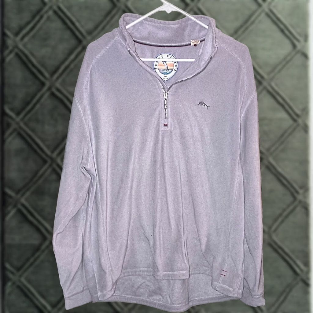 Tommy Bahama VINTAGE Tommy Bahama Mens Long Sleeve Shirt XL Silver 1/4 Zip Island Wear Zip Logo Gray Pullover Breathable Stretch Shirts Mens Size US XL / EU 56 / 4 - 1 Thumbnail