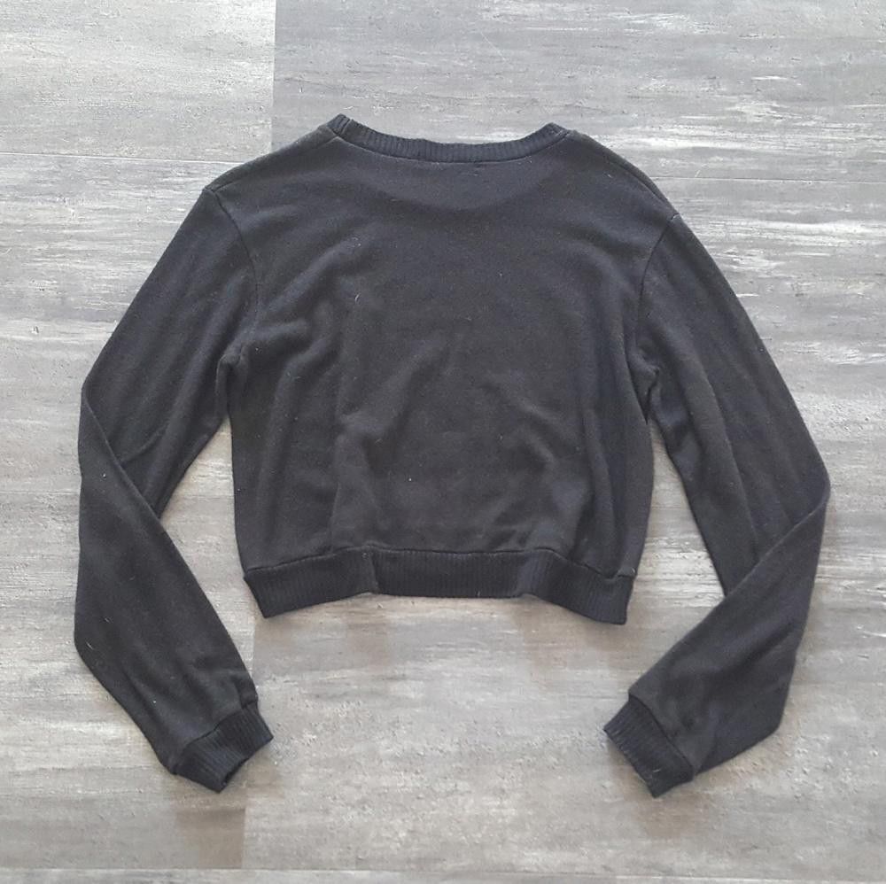 Designer Black Cropped Melville Soft Long Sleeve Size ONE SIZE - 2 Thumbnail