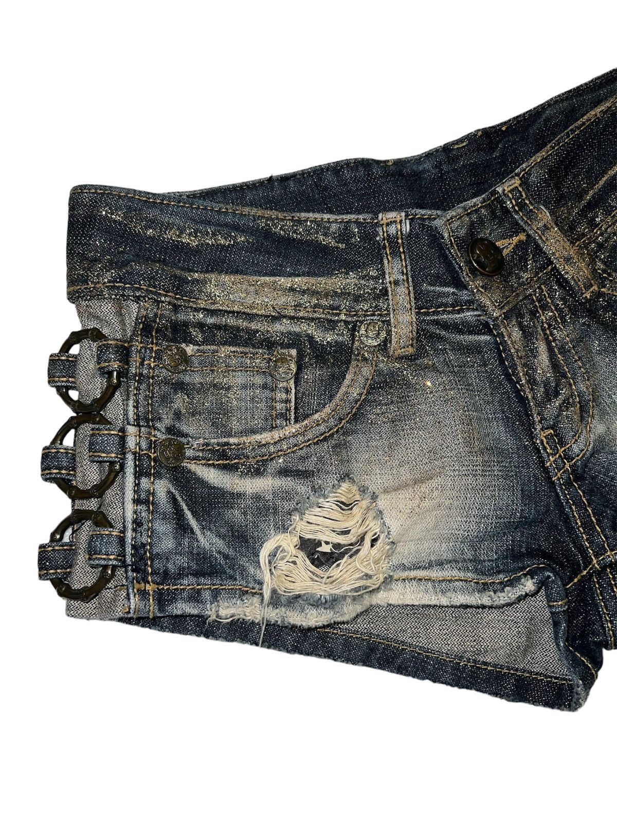 Japanese Brand D.i.a. Gyaru glitter denim shorts ☠️✨ Size 26" / US 2 / IT 38 - 12 Thumbnail