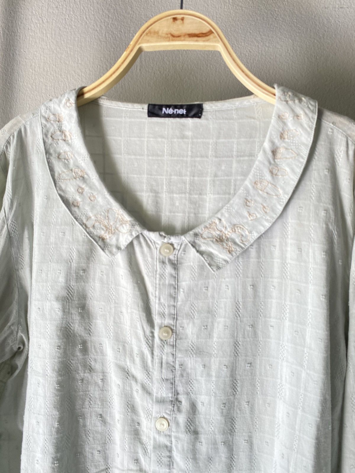 Ne-Net Né-net Mint Green Embroidered Peter Pan Collar Top Size XS / US 0-2 / IT 36-38 - 10 Thumbnail