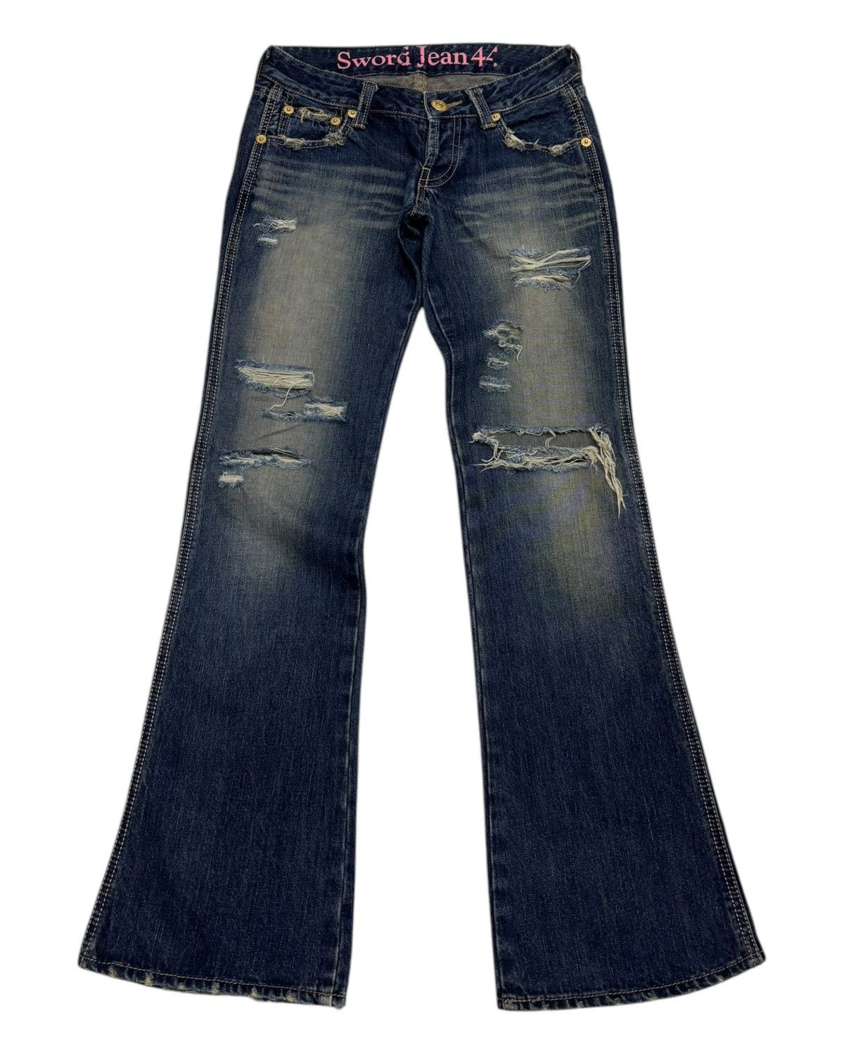 Hysteric Glamour Flare Jeans Japanese Sword Fish Distressed Low Rise Jeans Size US 28 / EU 44 - 1 Thumbnail