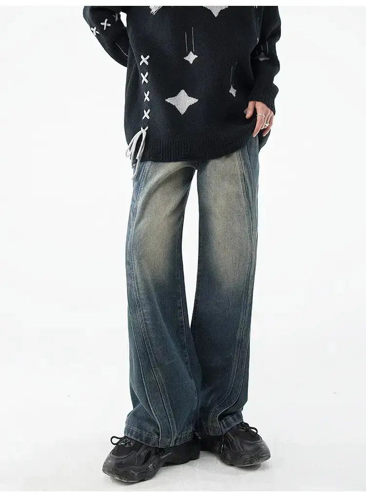 Japanese Brand Retro loose wide leg patchwork jeans Size US 32 / EU 48 - 5 Thumbnail