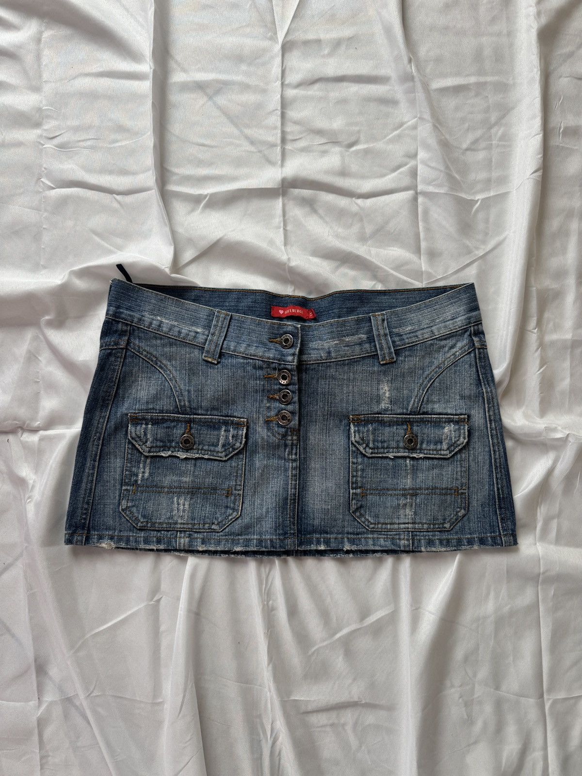 Hysteric Glamour Opium Y2K Bondage Distressed Washed Denim Mini Skirt Size 32" / US 10 / IT 46 - 1 Thumbnail