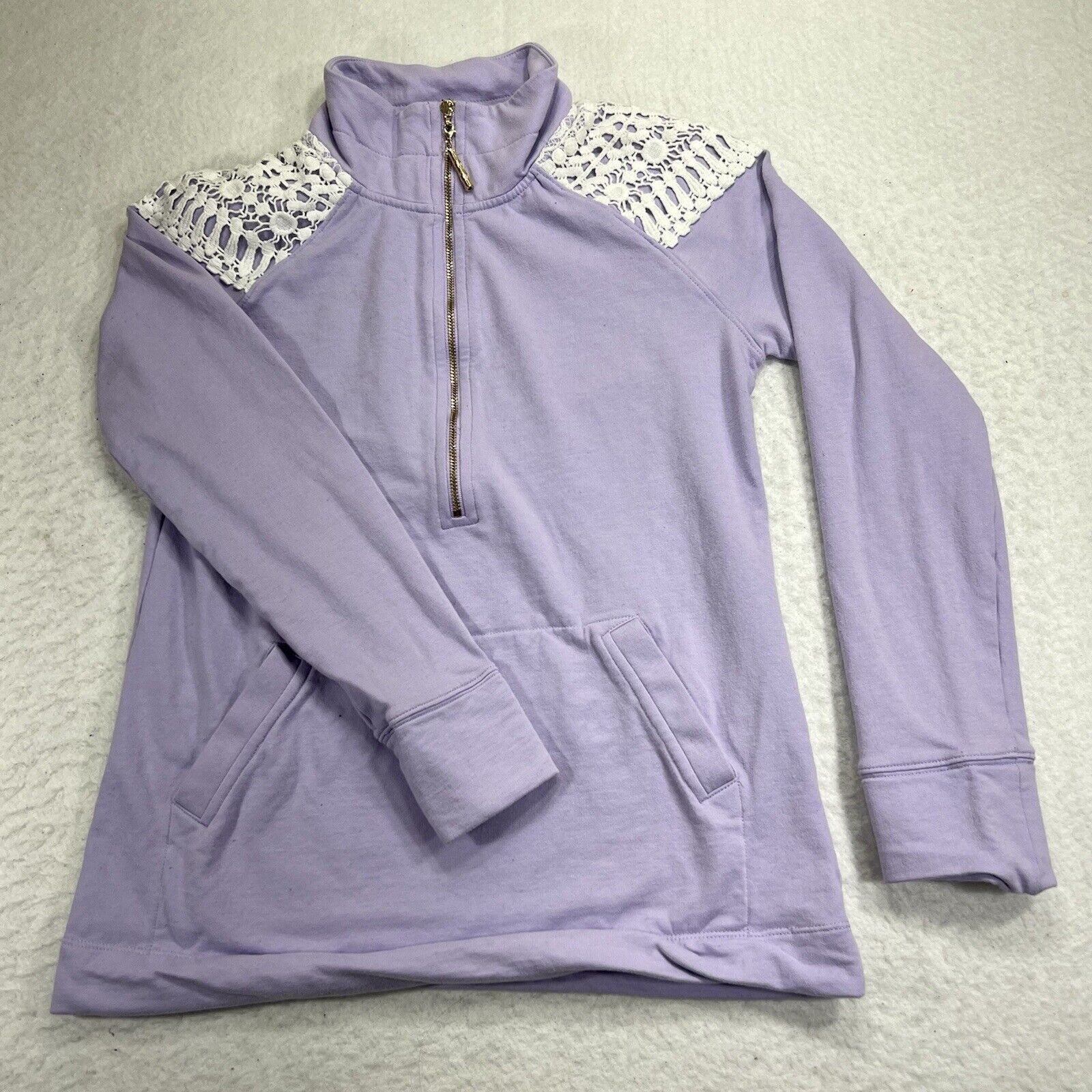 Lilly Pulitzer Lilly Pulitzer Purple 1/2 Zip Lightweight Sweatshirt Lace Size XS / US 0-2 / IT 36-38 - 1 Thumbnail