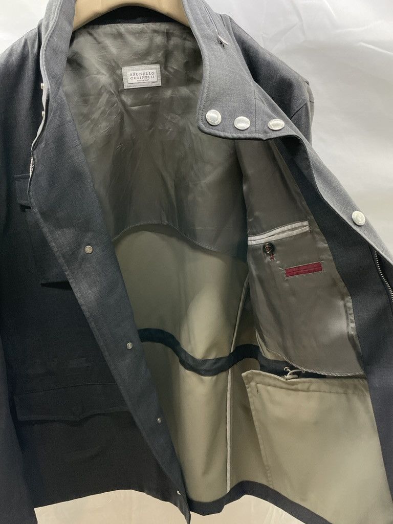 Brunello Cucinelli BRUNELLO CUCINELLI Wool Nylon Charcoal Utility Jacket Size US L / EU 52-54 / 3 - 11 Thumbnail