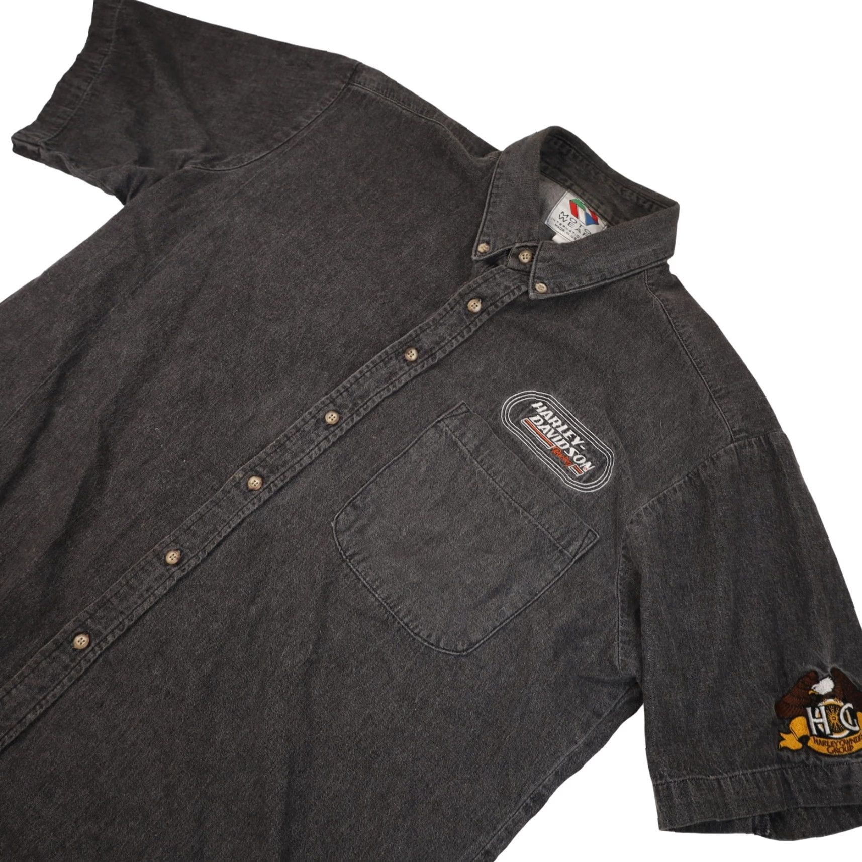 Harley Davidson VINTAGE Harley-Davidson Racing Embroidered Spellout Button Down Shirt Men XL Gray Shirt Mens XL Button-Up Size US XL / EU 56 / 4 - 3 Thumbnail