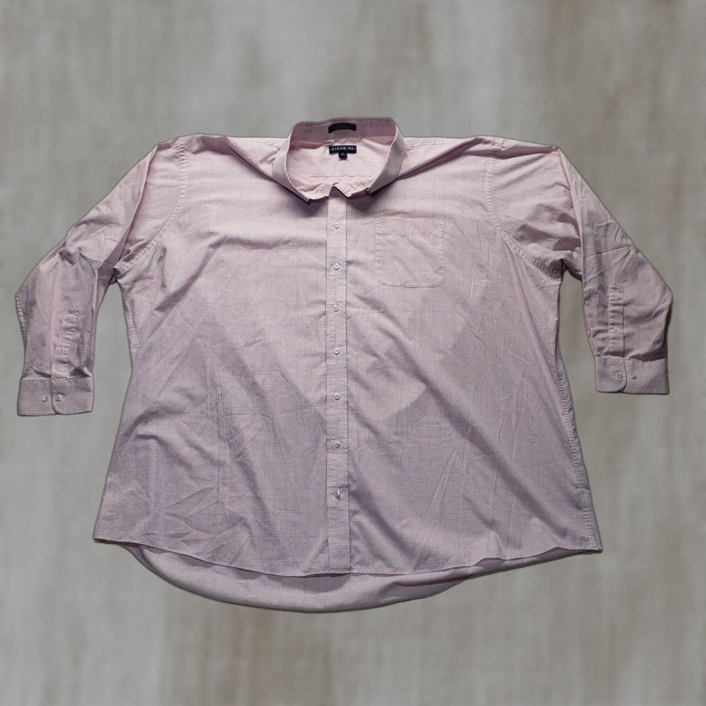 Pinko Damon Shirt Button-Up Long Sleeve Check Pink Adult Men 22 36-37 Big & Tall Collared Spread Casual Poplin Cotton Polyester Mens Size US XXL / EU 58 / 5 - 1 Thumbnail