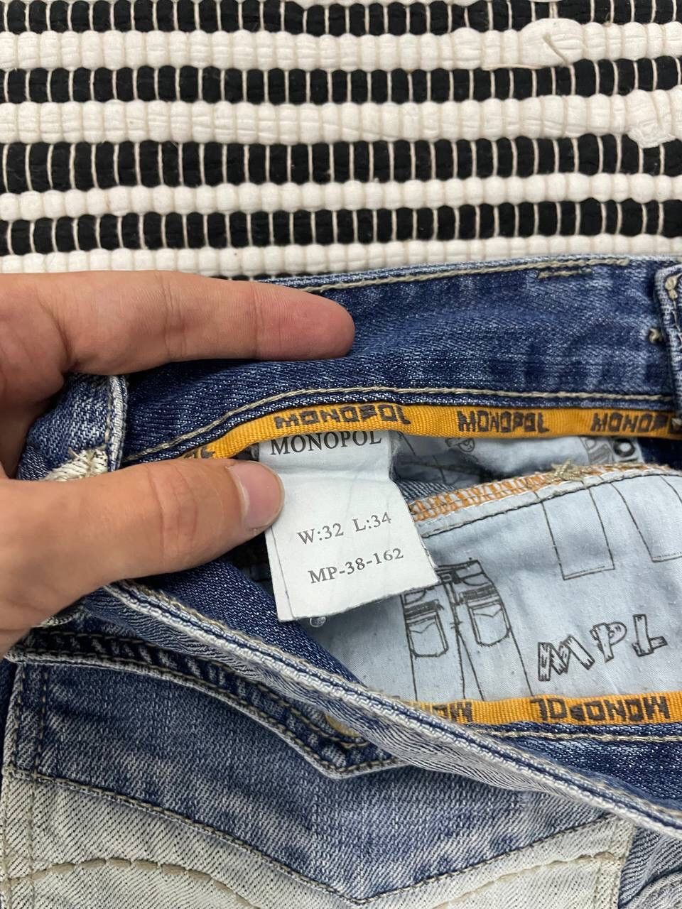 Japanese Brand Vintage Crazy Monopol Distressed Denim Jeans Y2K Size US 32 / EU 48 - 10 Thumbnail