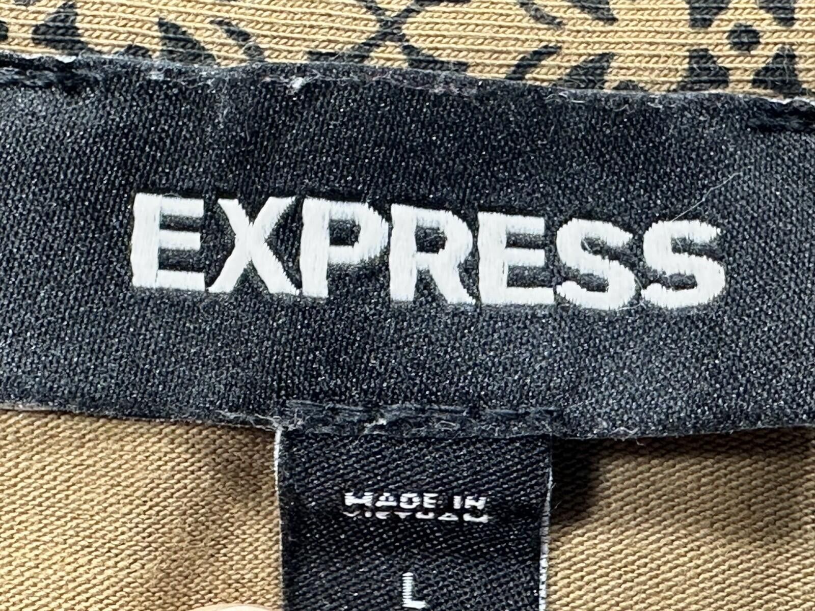 Express Express 1/4 Button Graphic Print Polo Shirt Brown Mens L Size US L / EU 52-54 / 3 - 5 Thumbnail