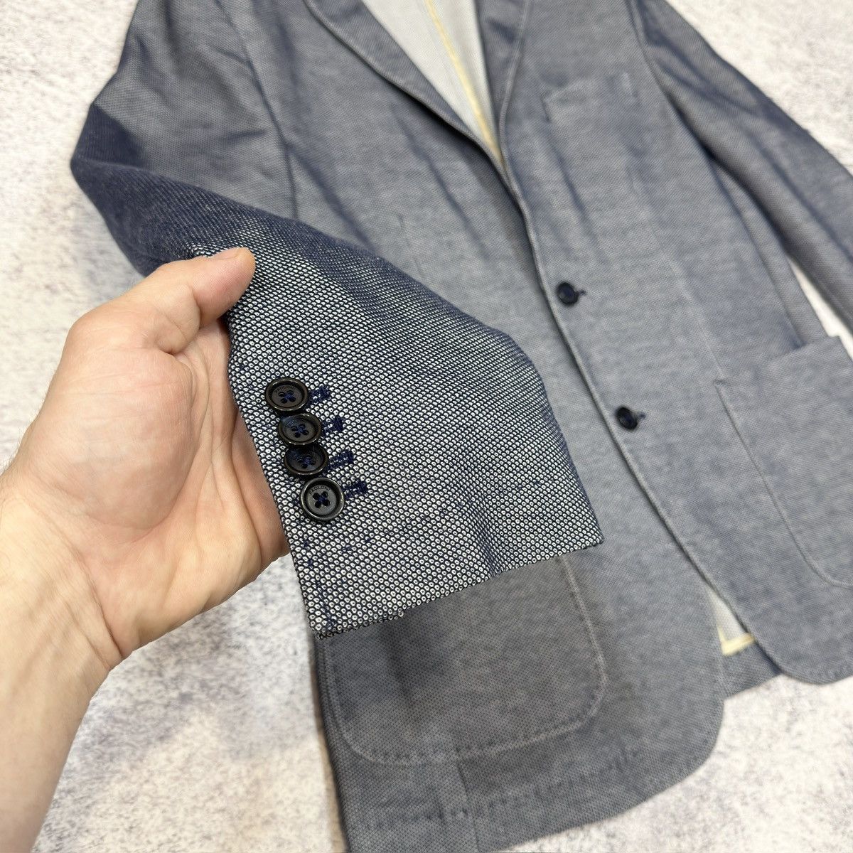 Designer × Paoloni Paoloni Mens Light Blue Jersey Jacket Blazer 52 size Size 52R - 3 Thumbnail