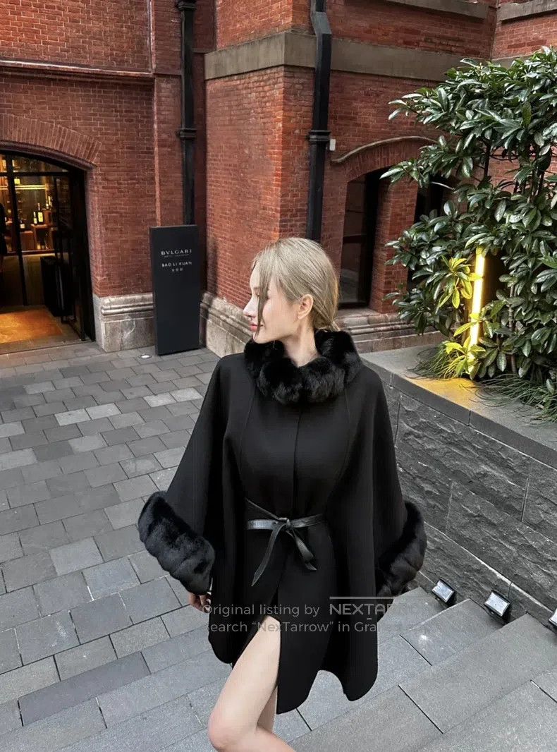 Loro Piana Loro Piana Black Mochi and Cashmere Cloak Coat Size M / US 6-8 / IT 42-44 - 9 Thumbnail