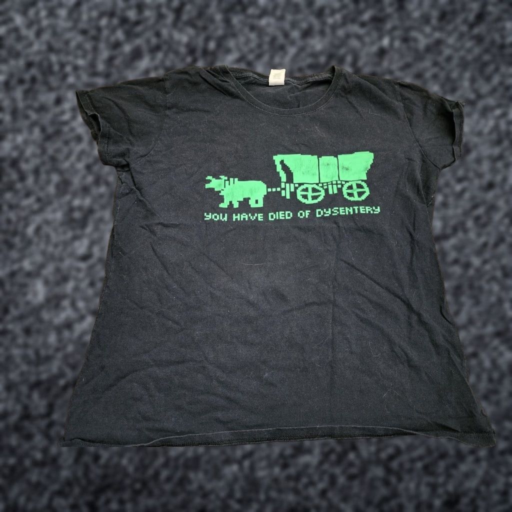 Etro Womens XL The Oregon Trail T-Shirt Black Retro Distressed Dysentery Size XL / US 12-14 / IT 48-50 - 1 Thumbnail