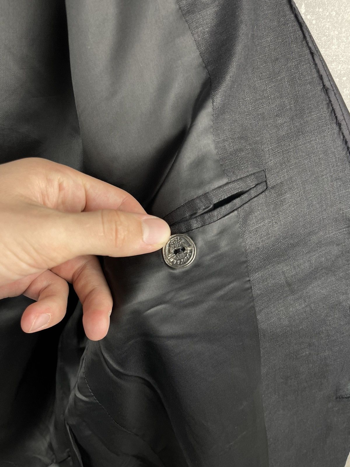 20471120 × Messagerie Messagerie Patrizo Piscaglia Opium Distressed Linen Blazer Size 48L - 14 Thumbnail