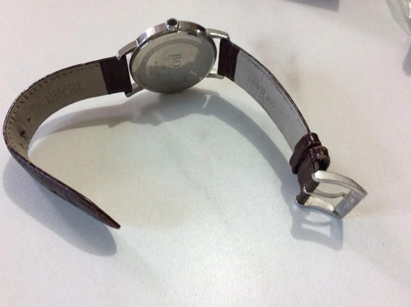 Designer Boss silver dial brown leather strap watch Size ONE SIZE - 4 Thumbnail