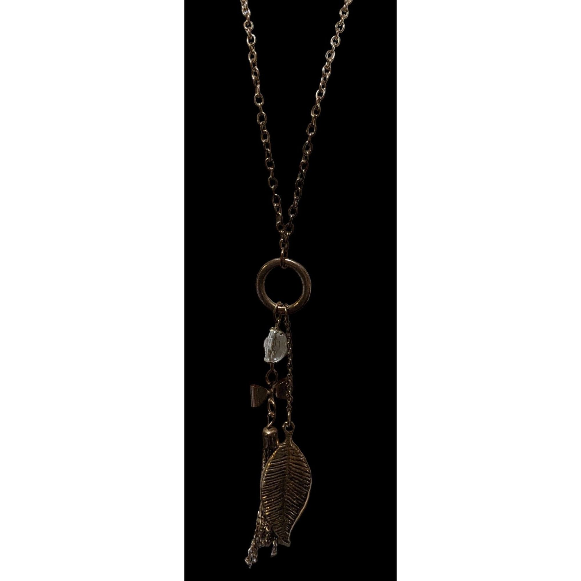 Other Gold Coquette Bow And Leaf Tassel Necklace Size ONE SIZE - 5 Thumbnail