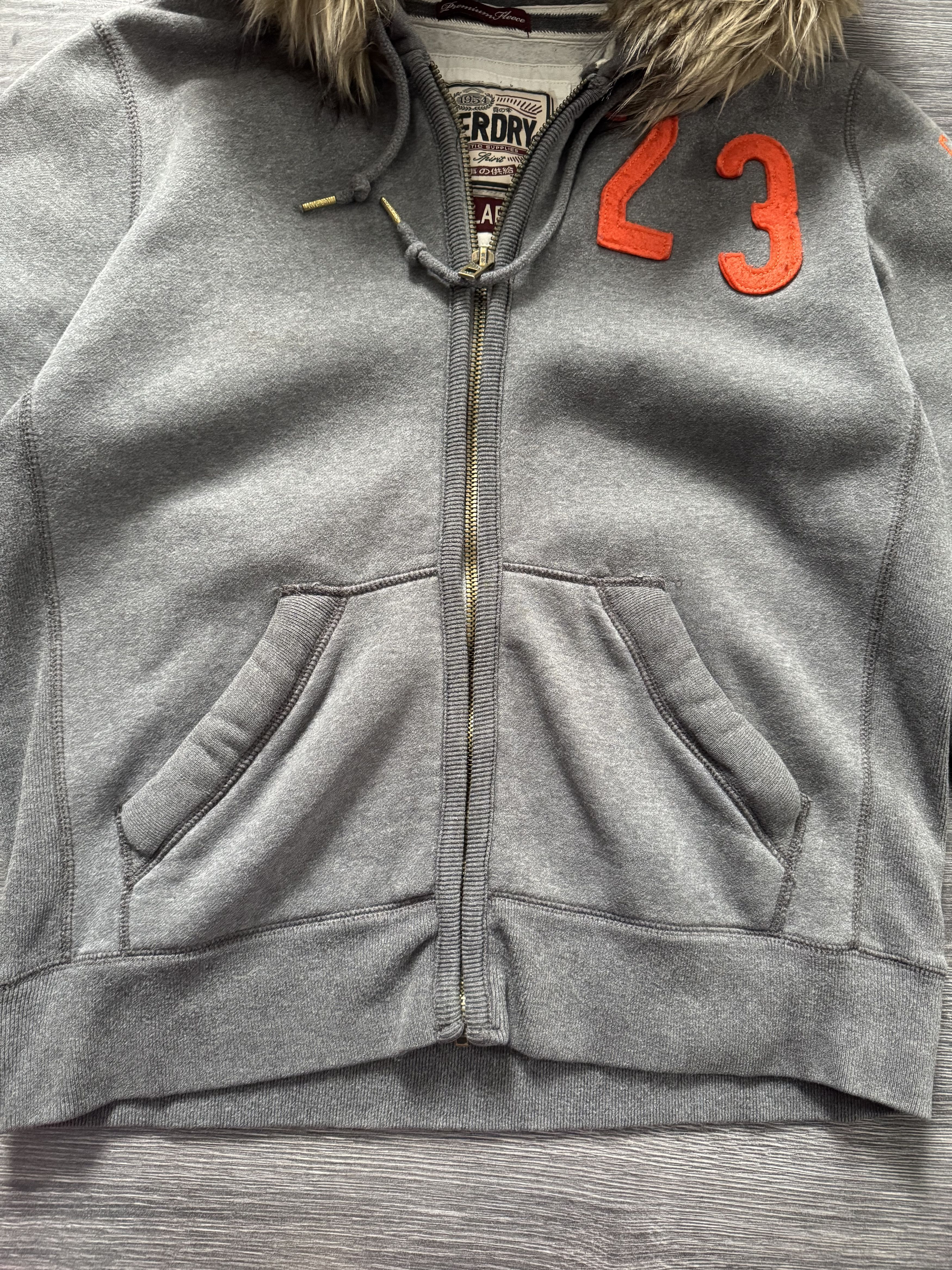 Superdry Y2K Faux Fur Hoodie Jacket LGB Japanese style