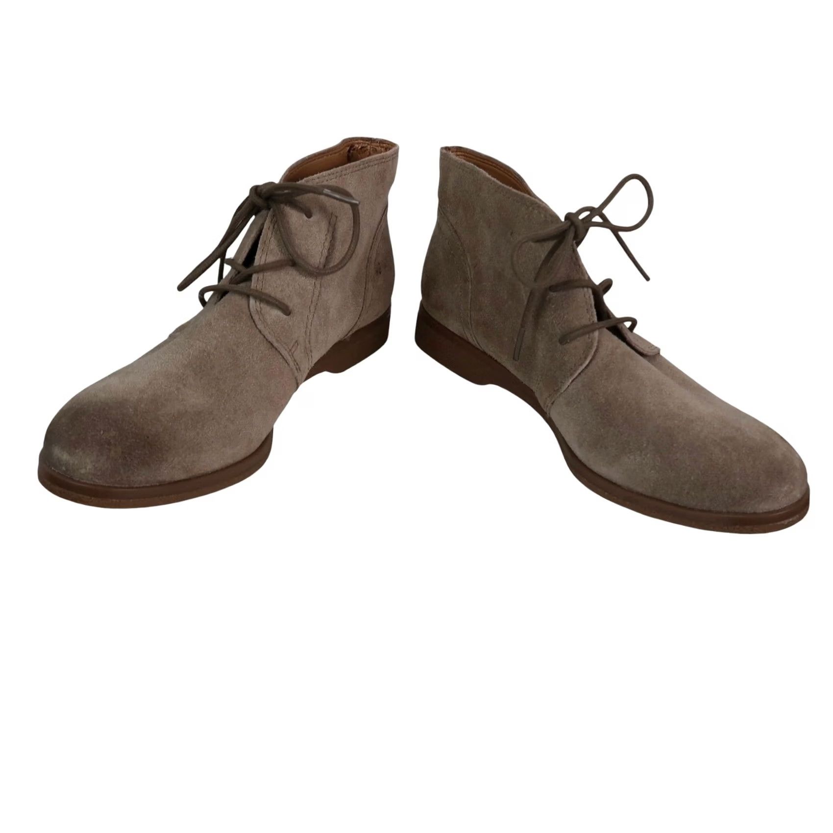 Franco Sarto Franco Sarto Pebbles Taupe Suede Leather Lace-Up Ankle Booties Boots Women 7 Suede Lace Up Casual Fall Winter Spring Flat Heel Under 1 in Ice Gray Size US 7 / IT 37 - 4 Thumbnail