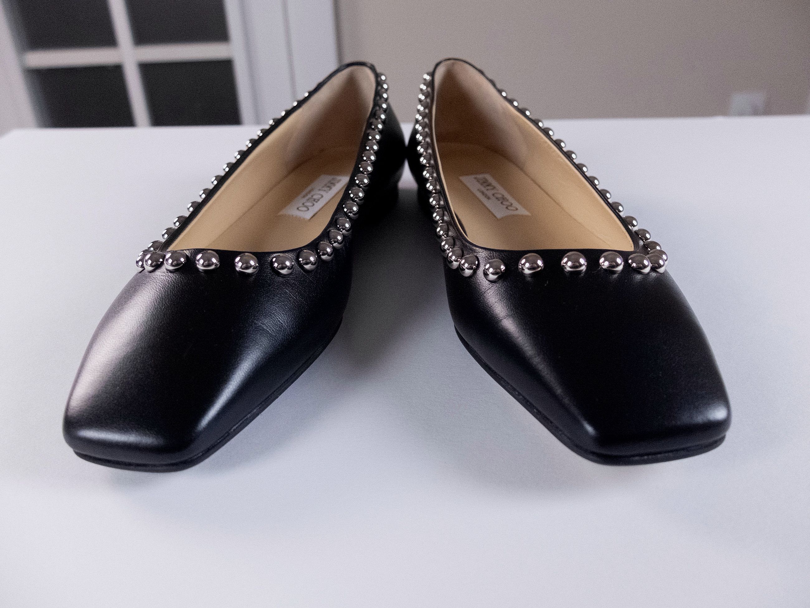 Jimmy Choo JIMMY CHOO Mirele black leather ballet flats w faux pearls Size US 8.5 / IT 38.5 - 5 Thumbnail