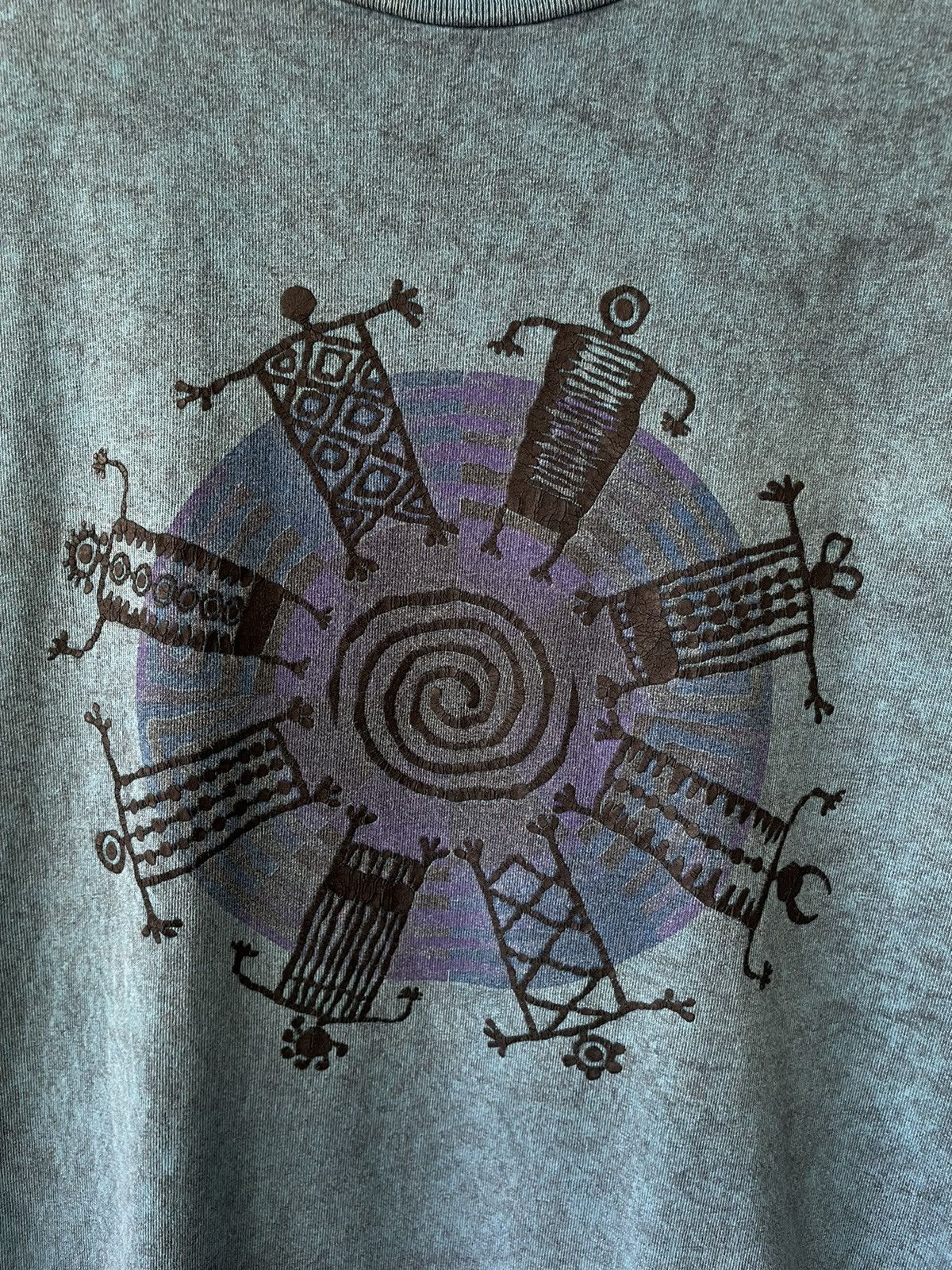Vintage Vintage 90s Teal Native Tribe Graphic tee Size US L / EU 52-54 / 3 - 4 Thumbnail