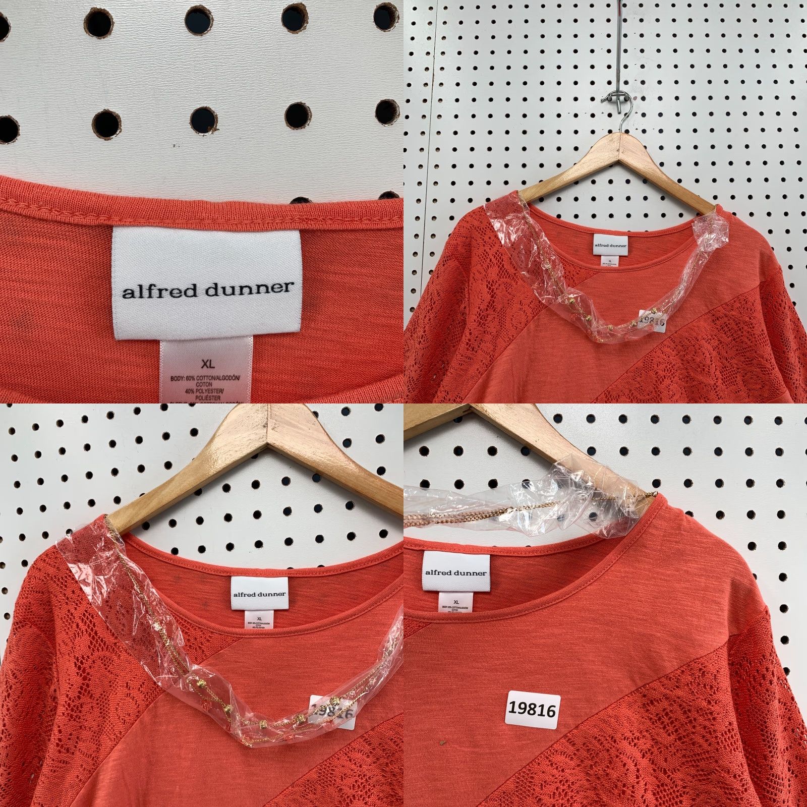 Vintage VINTAGE Alfred Dunner Shirt Womens XL Pink 3/4 Sleeve Lace NWT 24.5x27 Size XL / US 12-14 / IT 48-50 - 8 Thumbnail