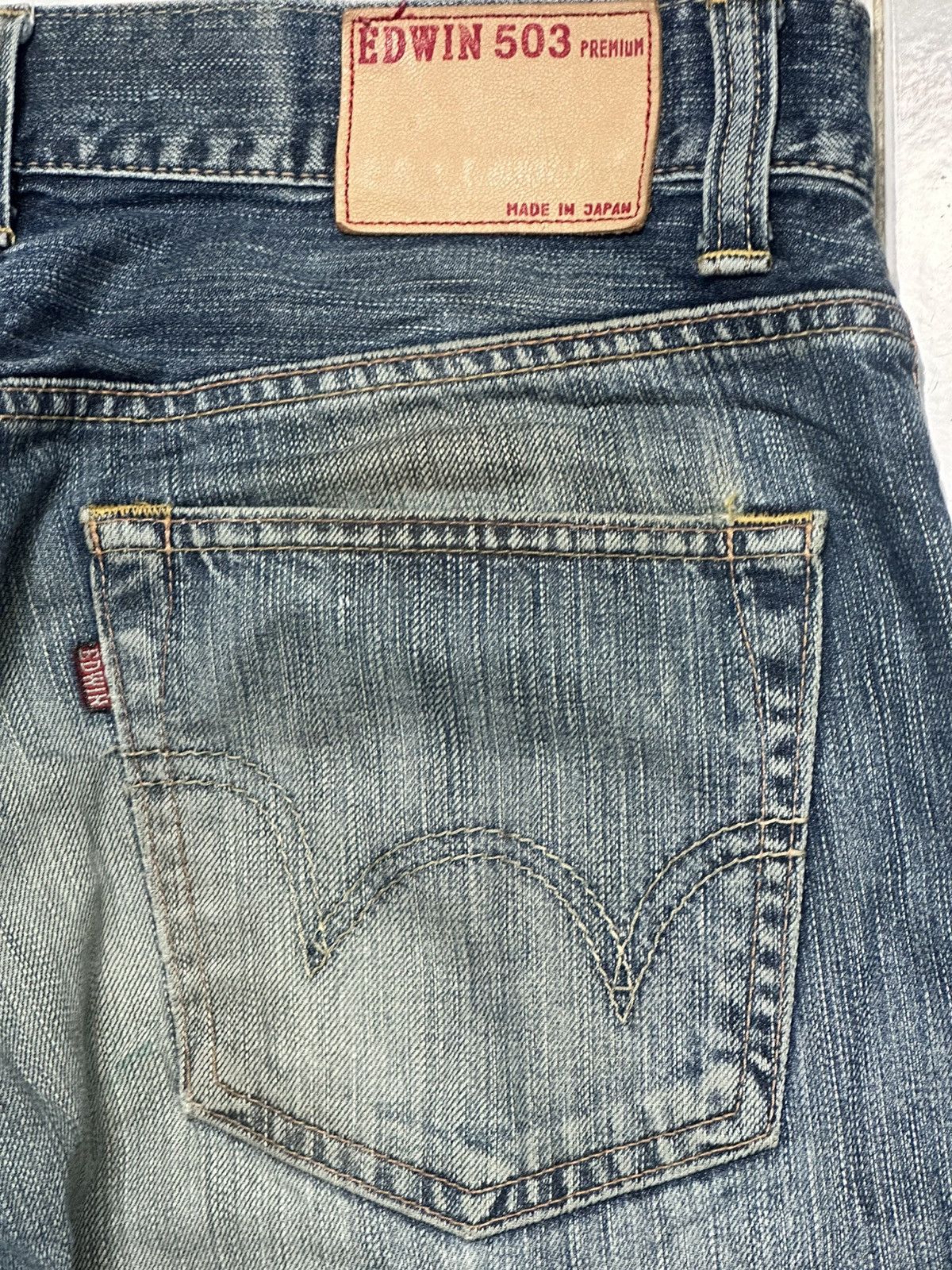 Edwin Edwin 503 Premium Straight Leg Japan Jeans Distressed Faded Size US 33 - 8 Thumbnail