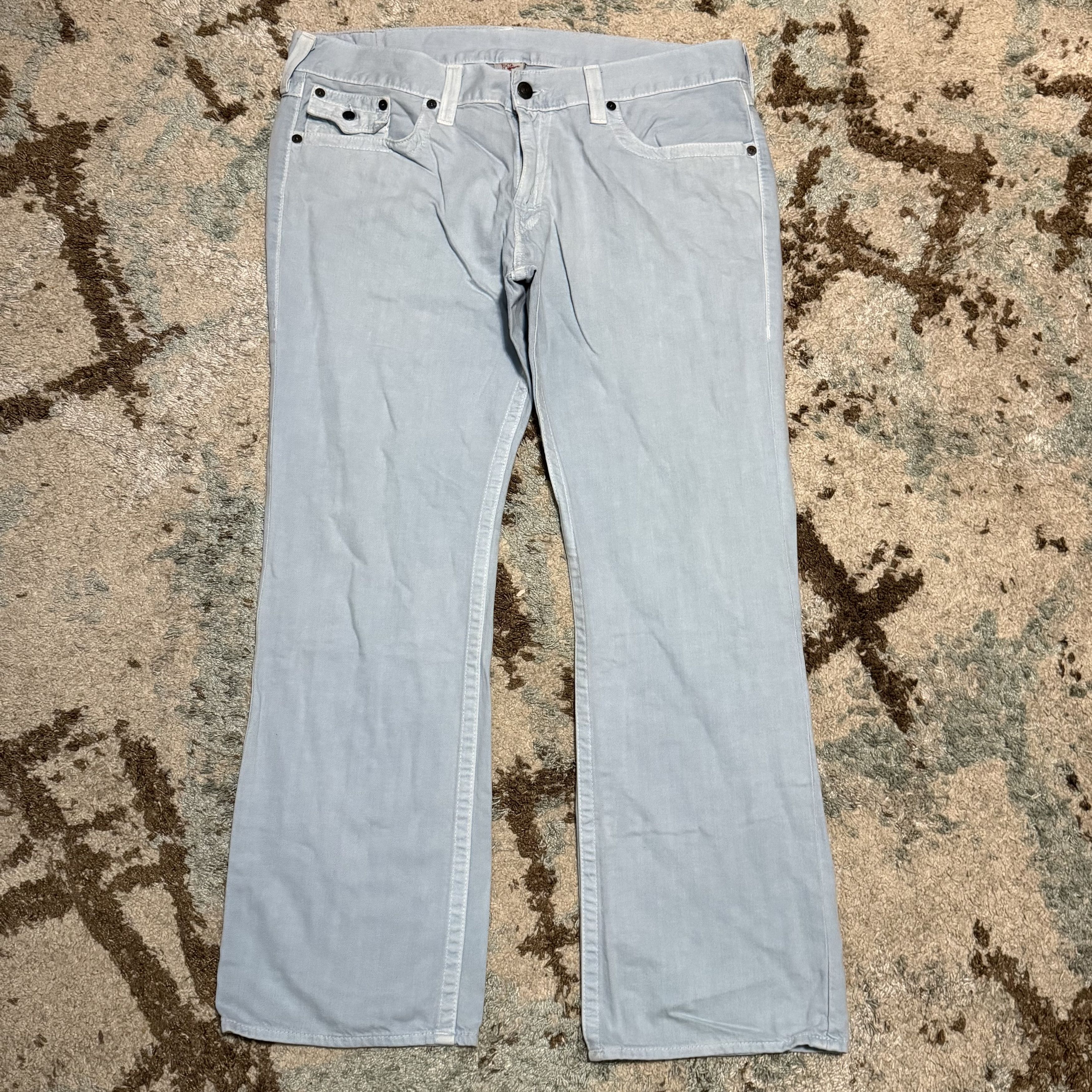True Religion True Religion Ricky Relaxed Straight Jeans 42x32 Baby Blue Size US 42 / EU 58 - 2 Thumbnail