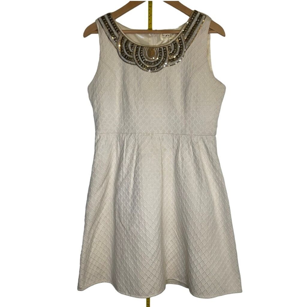 Other Francesca's Short-Sleeved Beaded Fit & Flare Dress Size L / US 10 / IT 46 - 1 Thumbnail