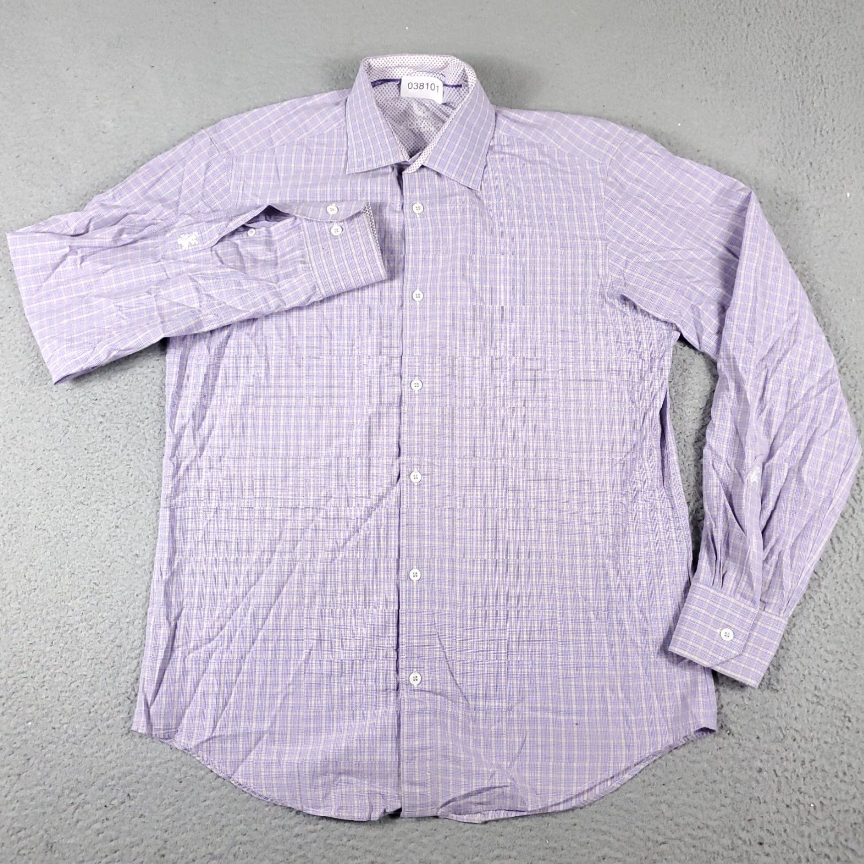 BUGATCHI Bugatchi Uomo Shirt Mens 15.5 Purple Plaid Dress Button Up Long Sleeve Size 40R - 2 Thumbnail