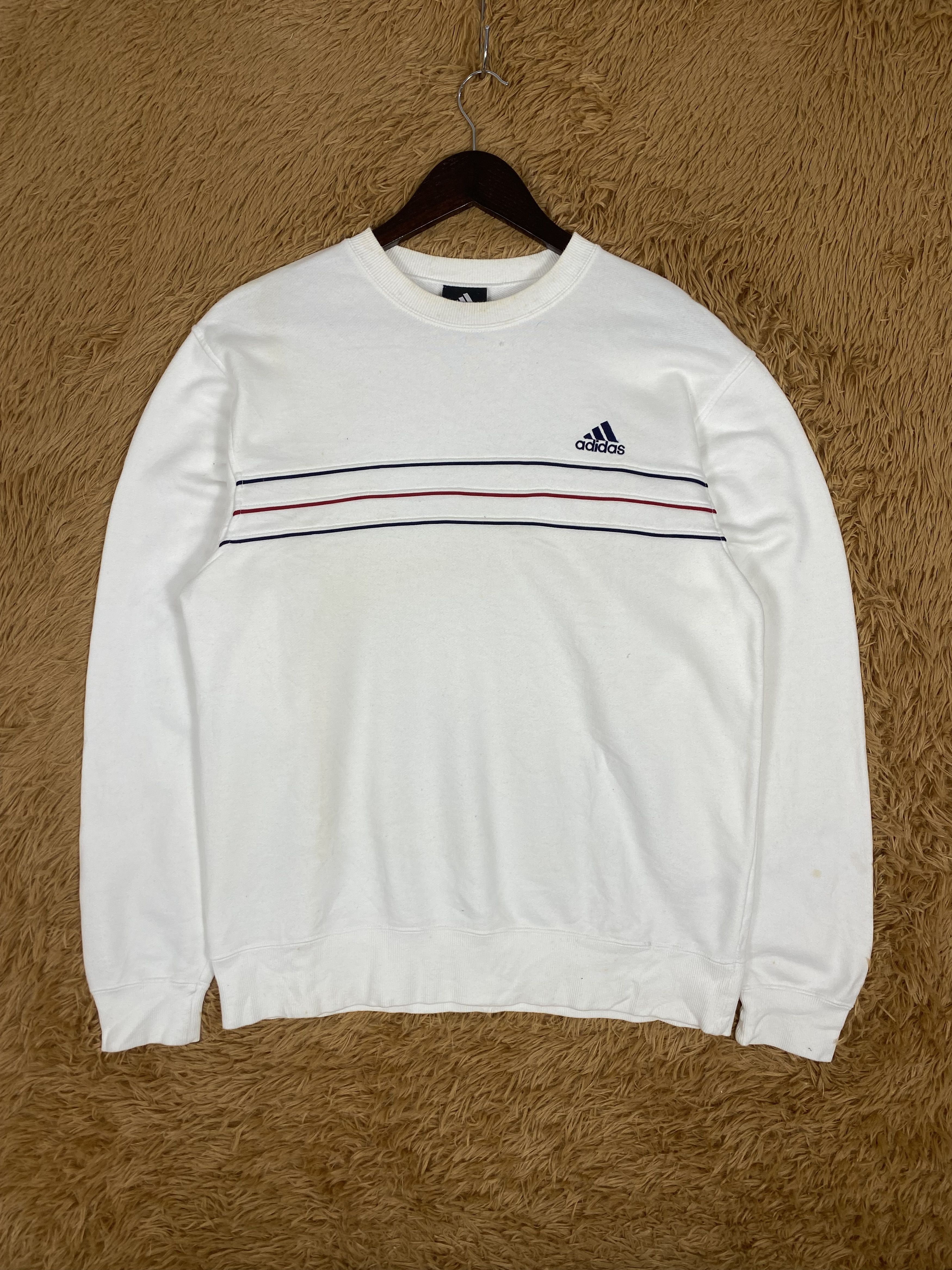 Adidas × Vintage Vintage Adidas Three Stripe Sweatshirts PS0072 Size US L / EU 52-54 / 3 - 1 Thumbnail