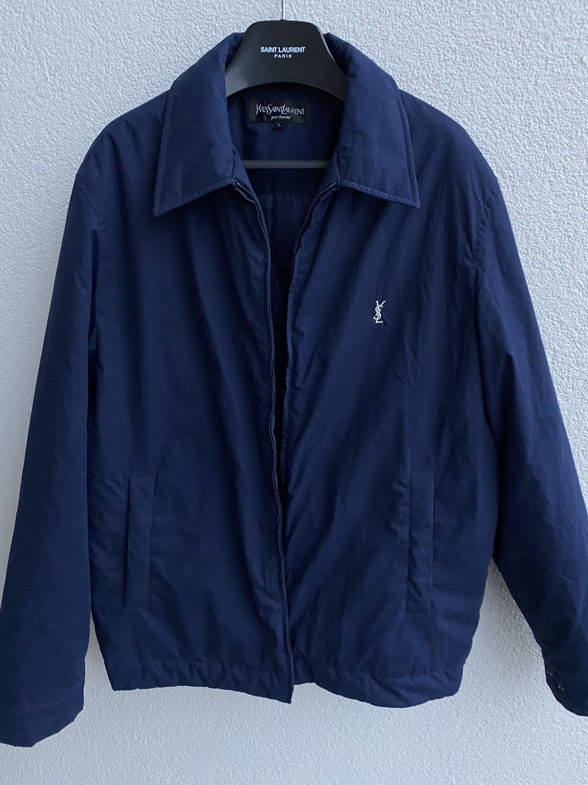 Yves Saint Laurent Warm YSL Jacket Navy Quilted Bomber Size US L / EU 52-54 / 3 - 18 Thumbnail
