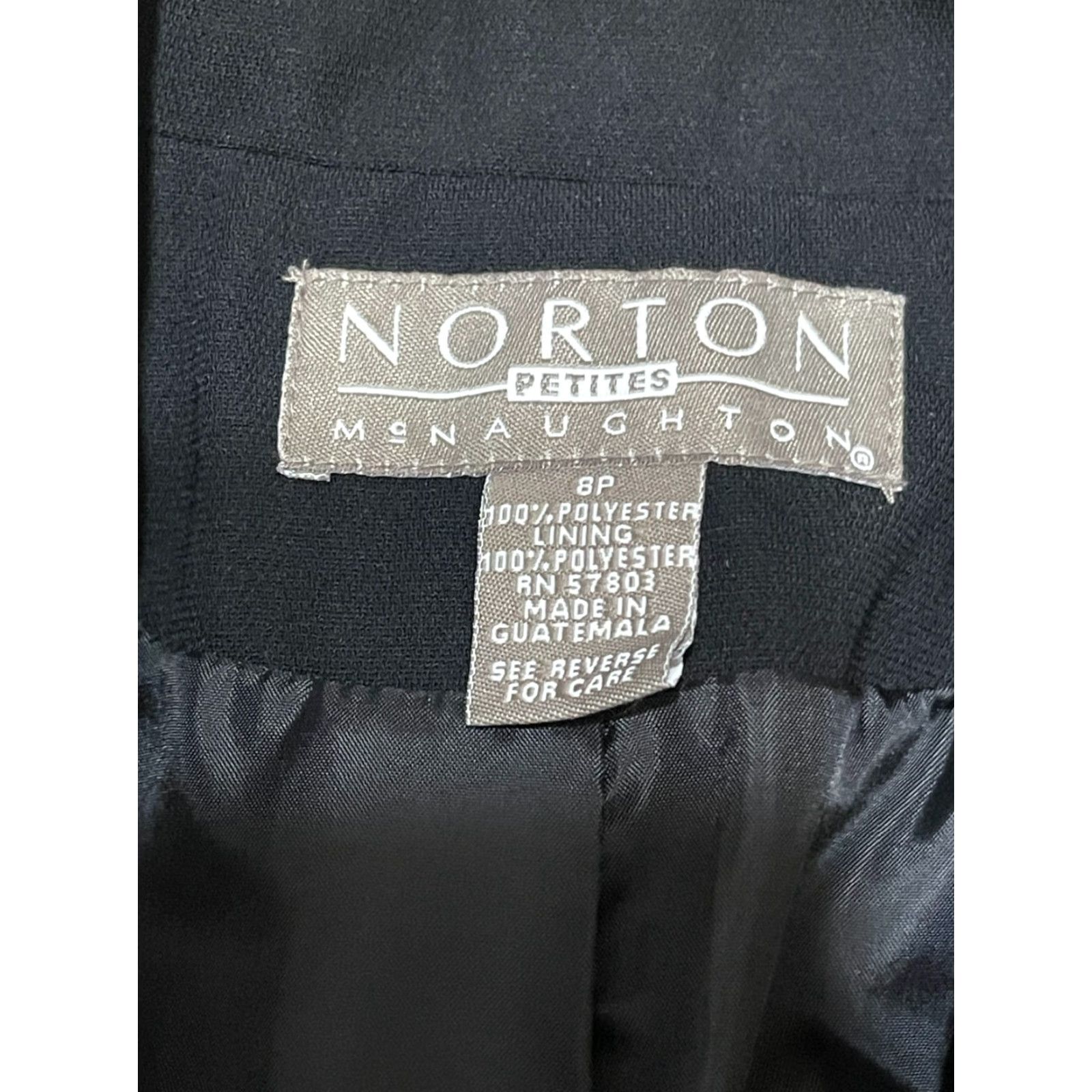 Vintage Norton McNaughton Blazer Women's 8P Petite Black Padded Shoulder Jacket, Regular Fit, Long Sleeve, Solid Polyester, Casual, Fall Spring Summer, Adults Size M / US 6-8 / IT 42-44 - 6 Thumbnail