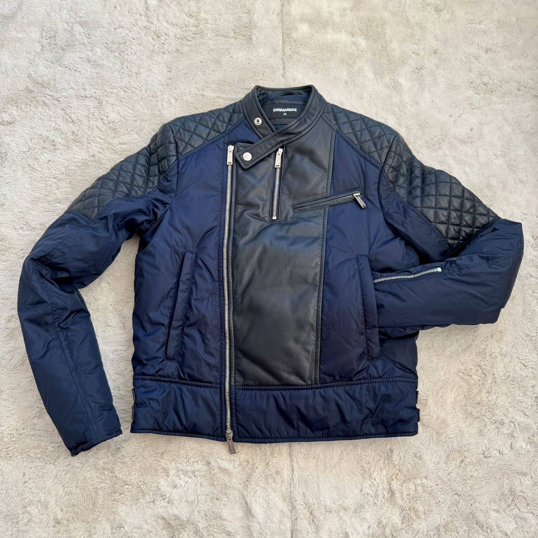 Dsquared2 Dsquared2 Quilted Nylon & Leather Biker Jacket – Size 50 (M) Size US M / EU 48-50 / 2 - 2 Thumbnail