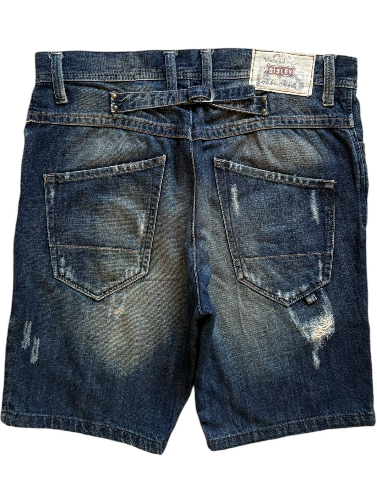 Japanese Brand SALES🔥Vintage Japanese Distressed Buckle Back Jean Shorts Size US 34 / EU 50 - 2 Thumbnail