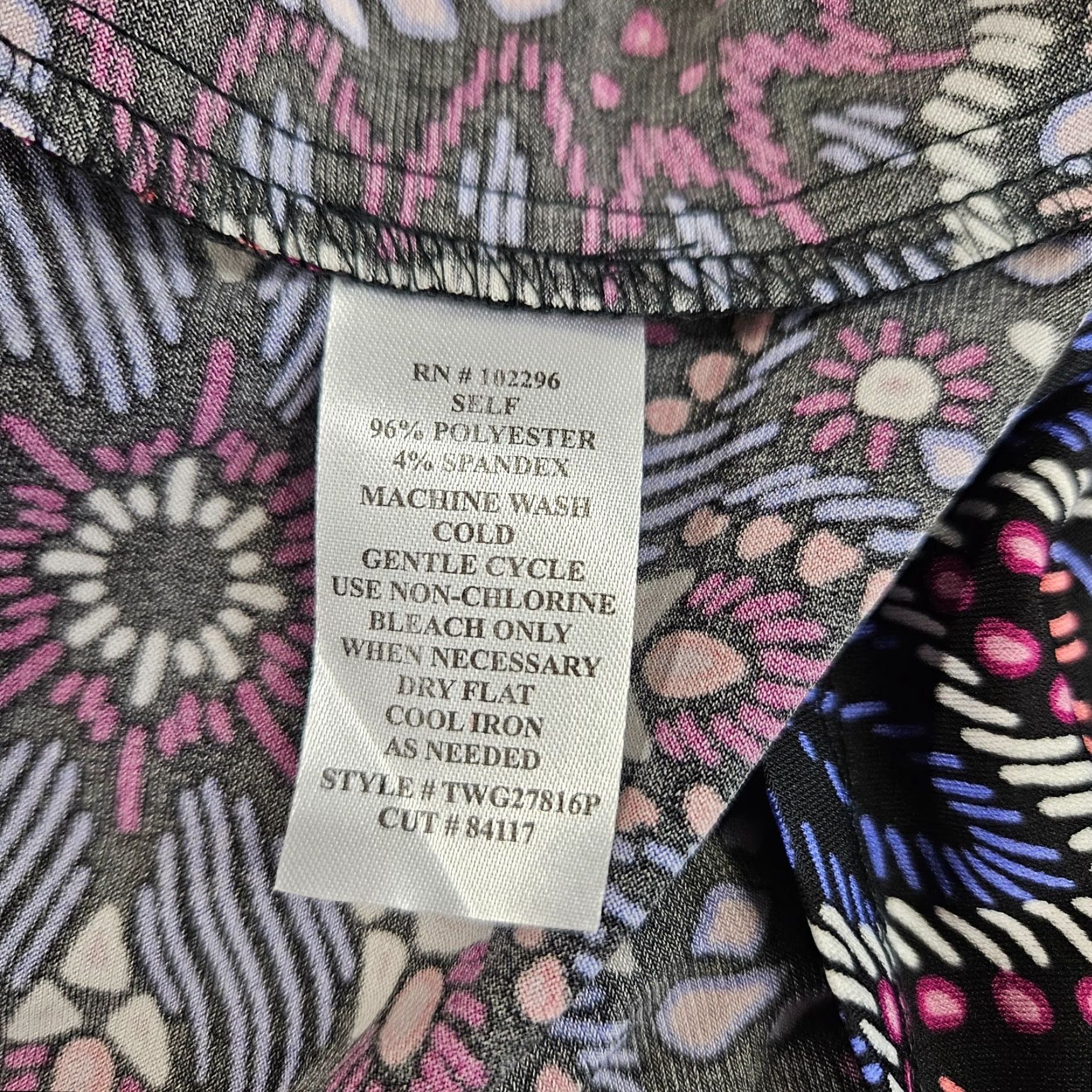 Vintage Connected Apparel Womens Faux Wrap Dress Sz 10P Black Pink Half Sleeves V-Neck Size L / US 10 / IT 46 - 5 Thumbnail