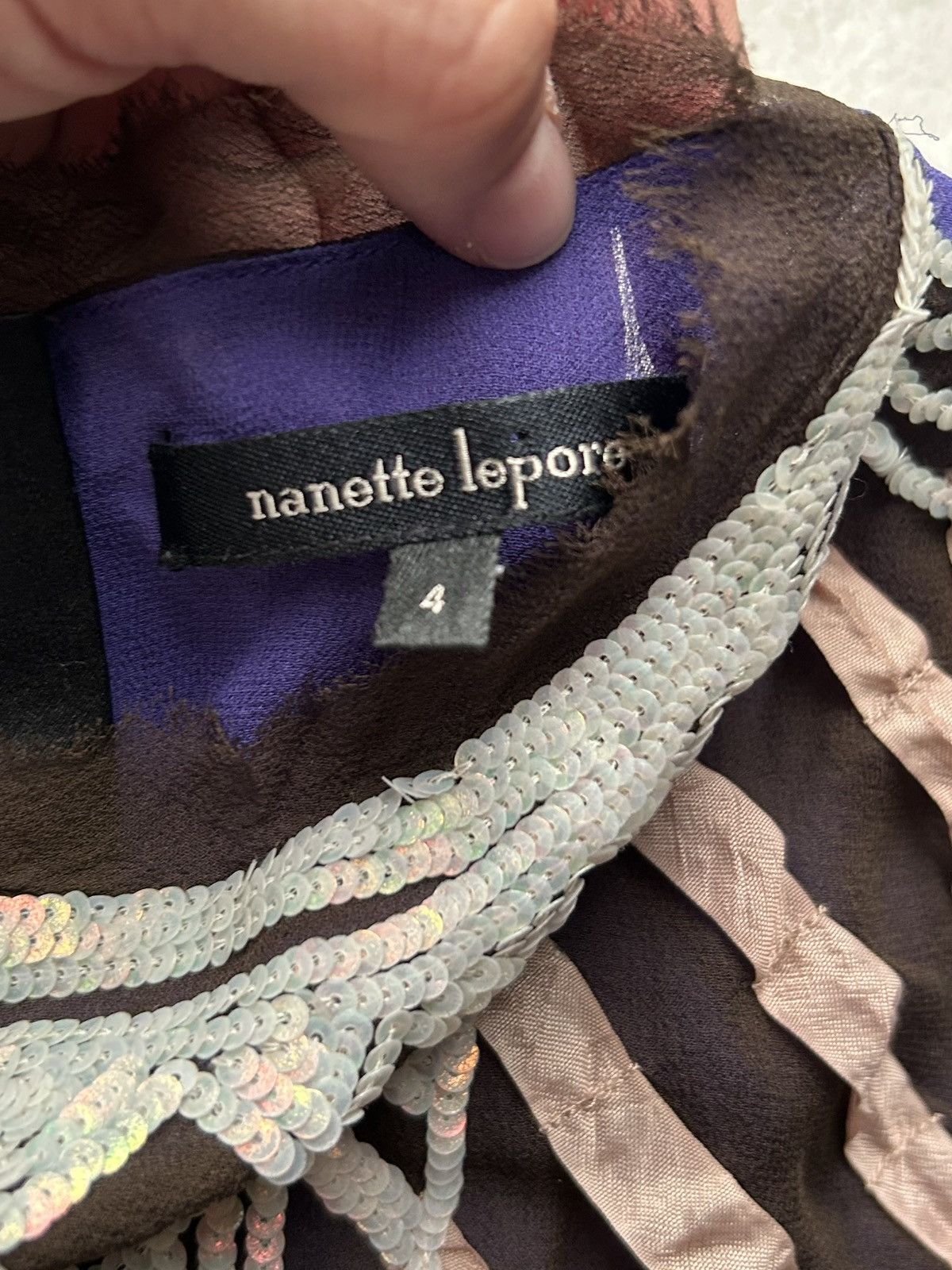 Nanette Lepore NWT 100% Silk Sequin Embellished Novella Top size 4 NWT Size S / US 4 / IT 40 - 6 Thumbnail
