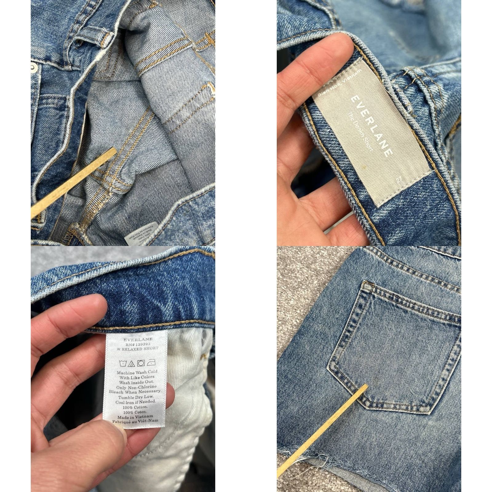 Everlane Everlane Denim Shorts Womens 27 Blue Cut Off Cotton High Rise Frayed Hem Size 27" / US 4 / IT 40 - 9 Thumbnail